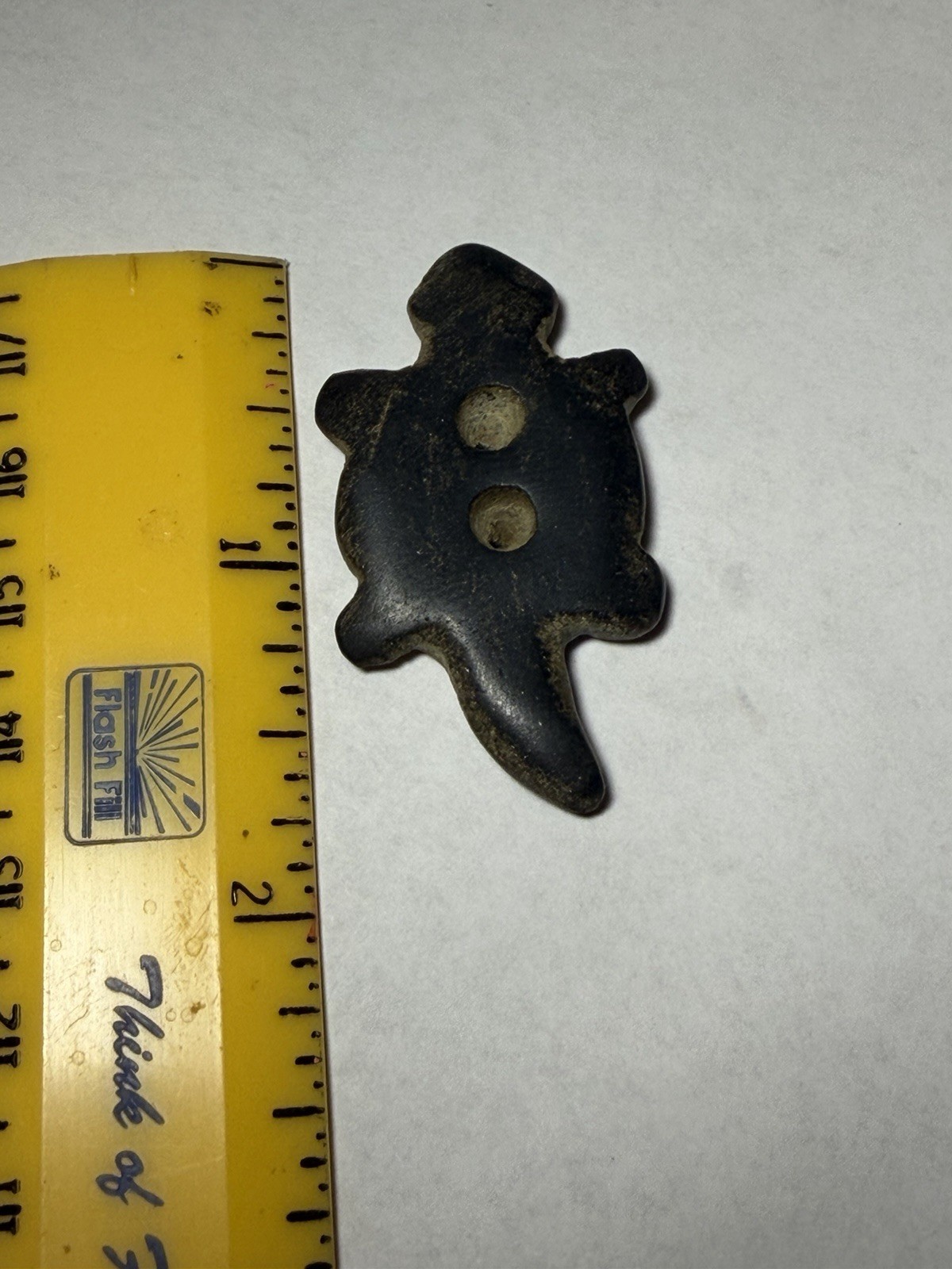 Pre-contact Native American Turtle Effigy Bead, Button , Iroquois, Seneca Thin