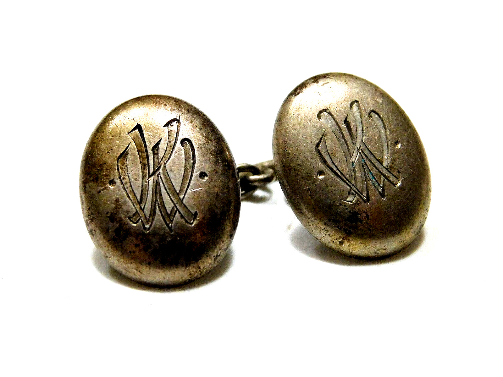 VINTAGE MEN\'S  CUFF LINKS   -  800 SILVER - HALLMARKED - HAND ENGRAVED