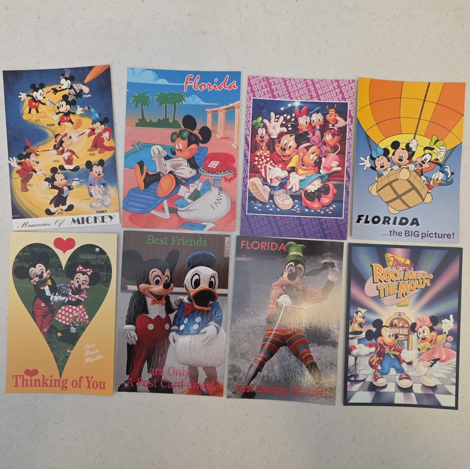 8 Vintage Disney Florida Postcards Lot Rock Around Mouse Goofy NOS 80s 90s