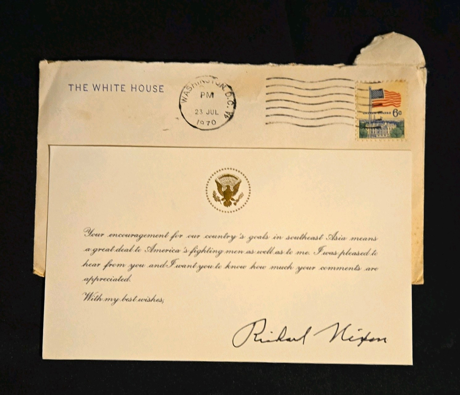 President RICHARD NIXON autograph From 1977 Letter From White House