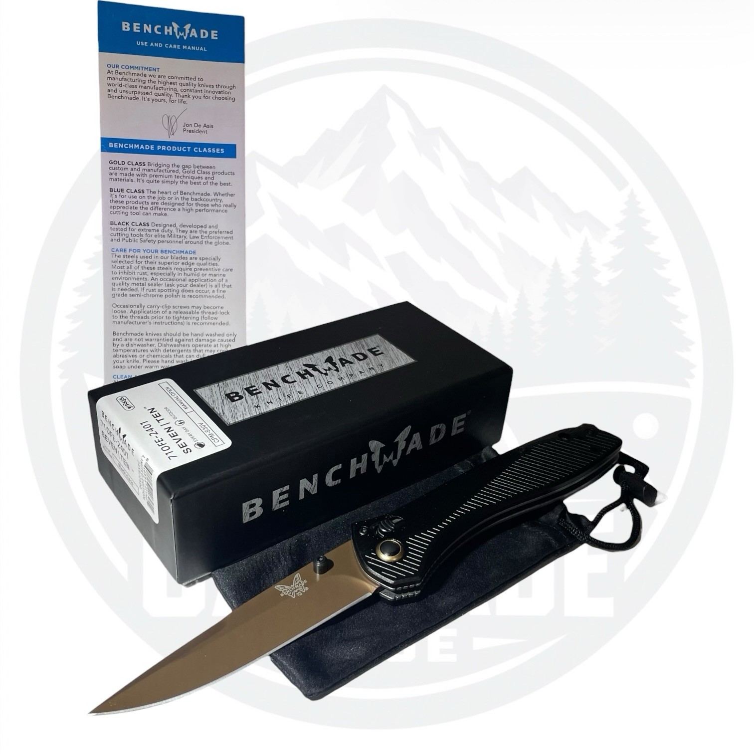 Benchmade 710FE-2401 Seven Ten CPM-S30V Black / FDE USA Made Folding Knife Axis