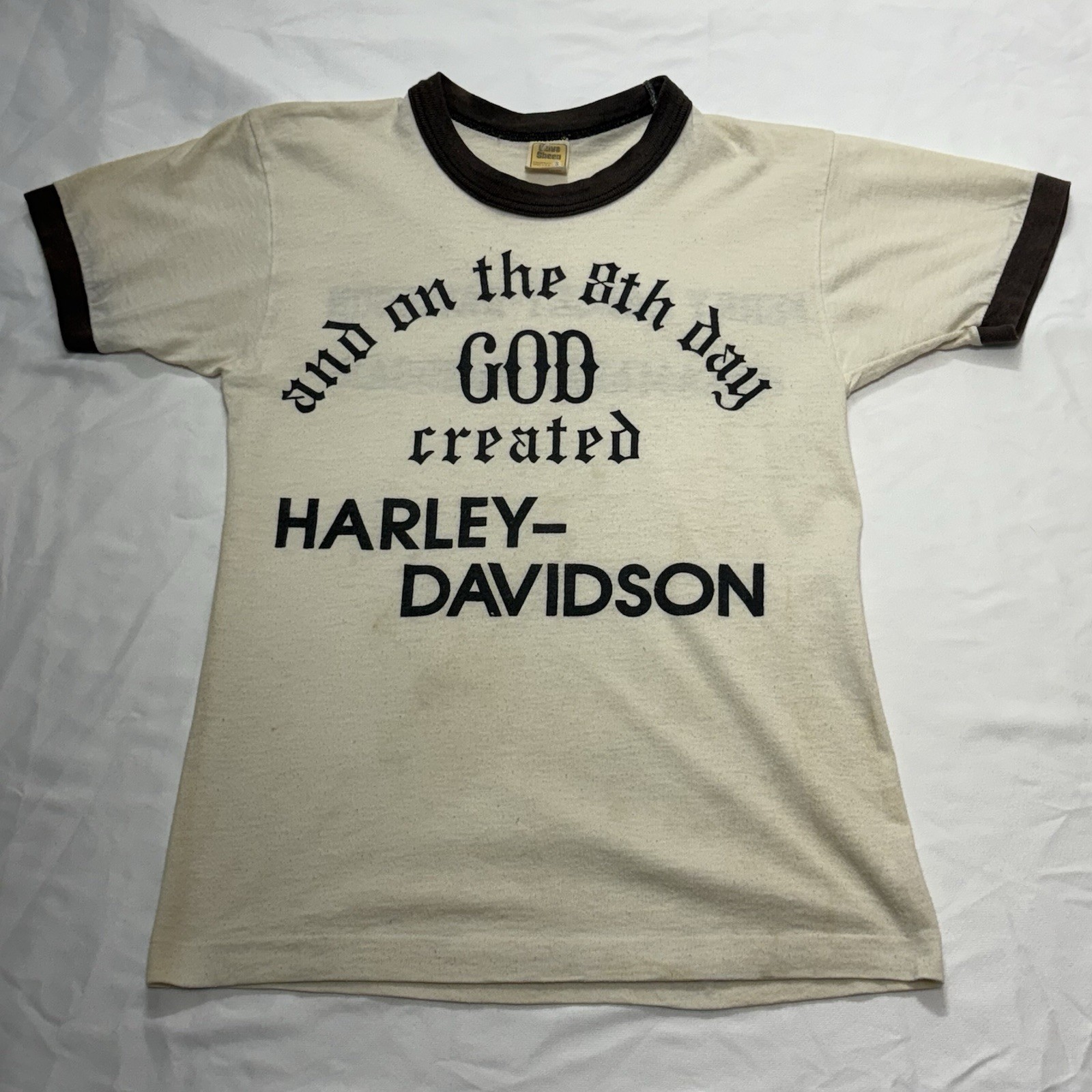 Harley-Davidson Graphic Ringer T-Shirt Perry Kalamazoo Michigan Vintage Size S