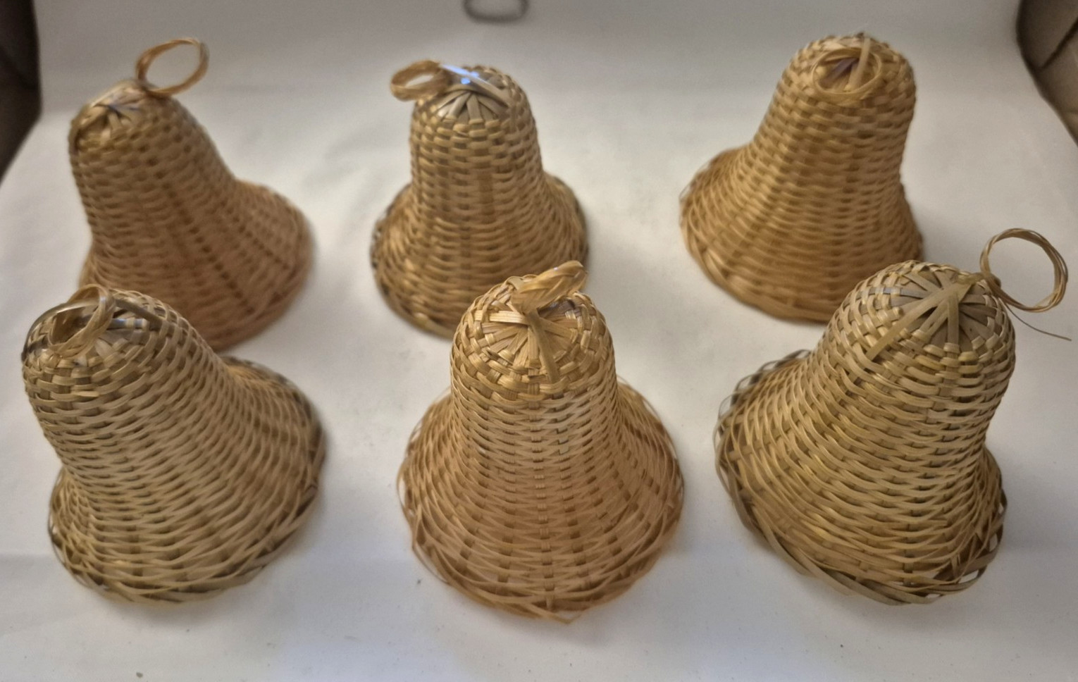 Vtg 1970\'s Wicker Rattan Bell 3\