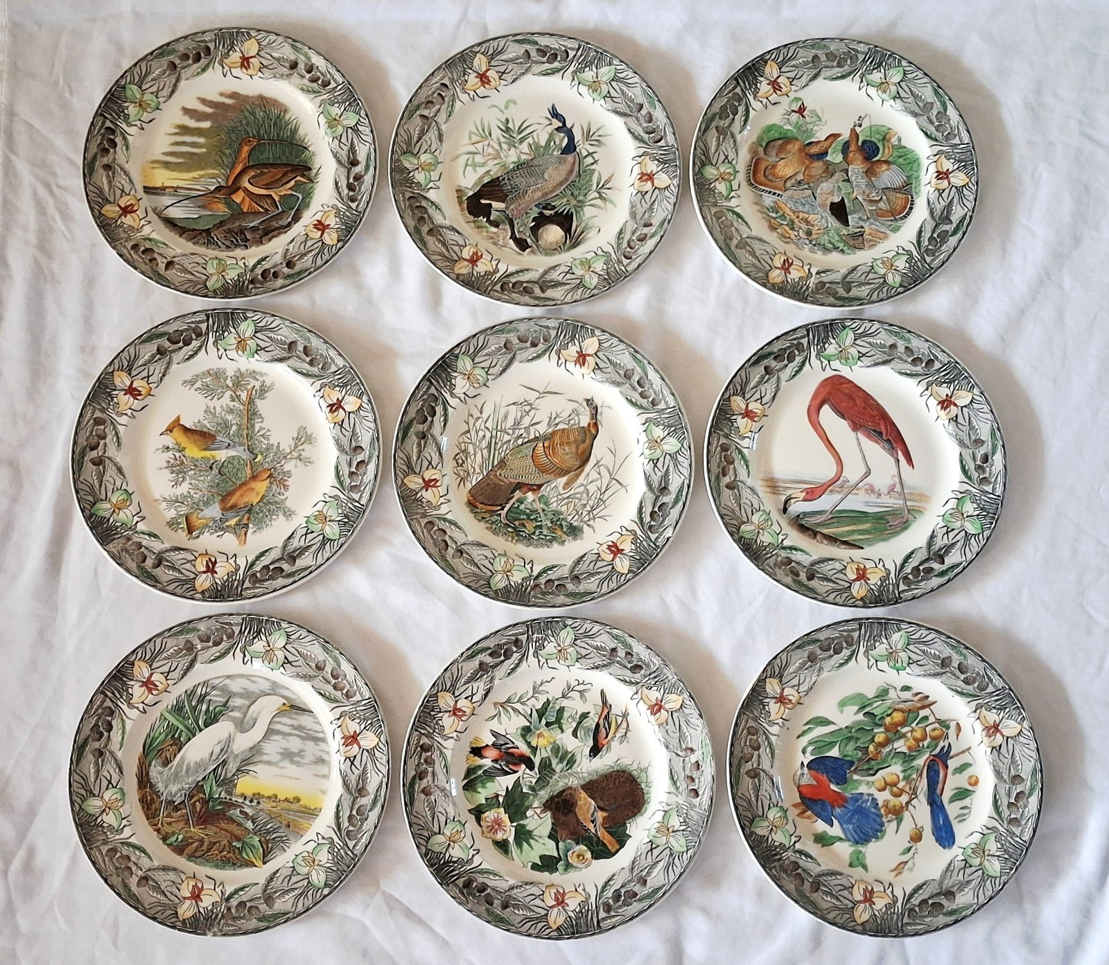 ADAMS John James Audubon THE BIRDS OF AMERICA Vintage Plates (Set of 9)