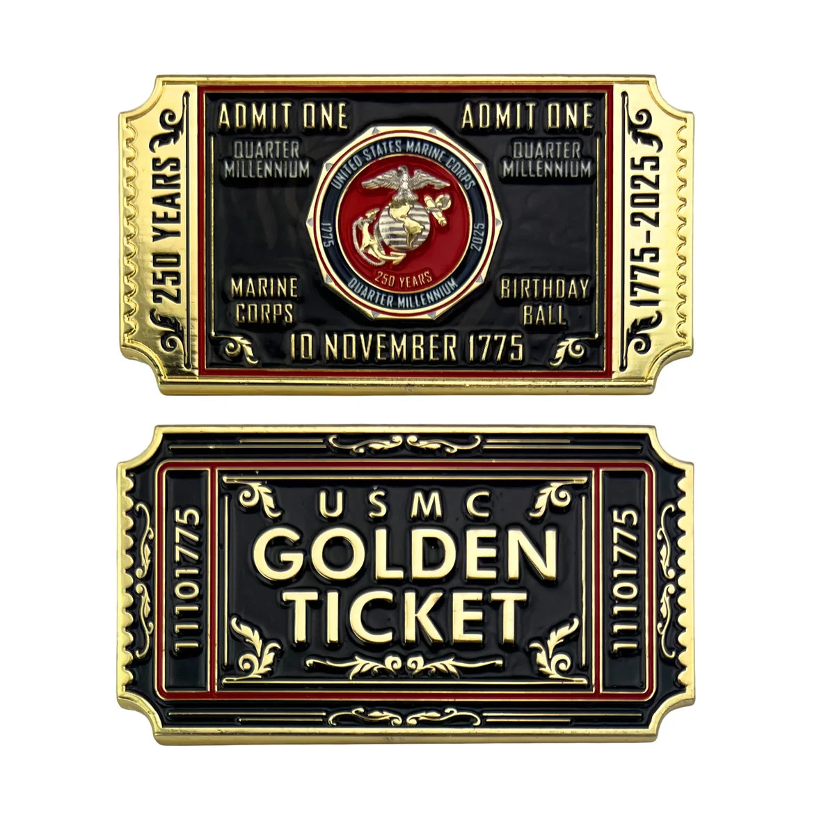 MARINE CORPS 250TH EGA  GOLDEN TICKET  ADMIT ONE  3