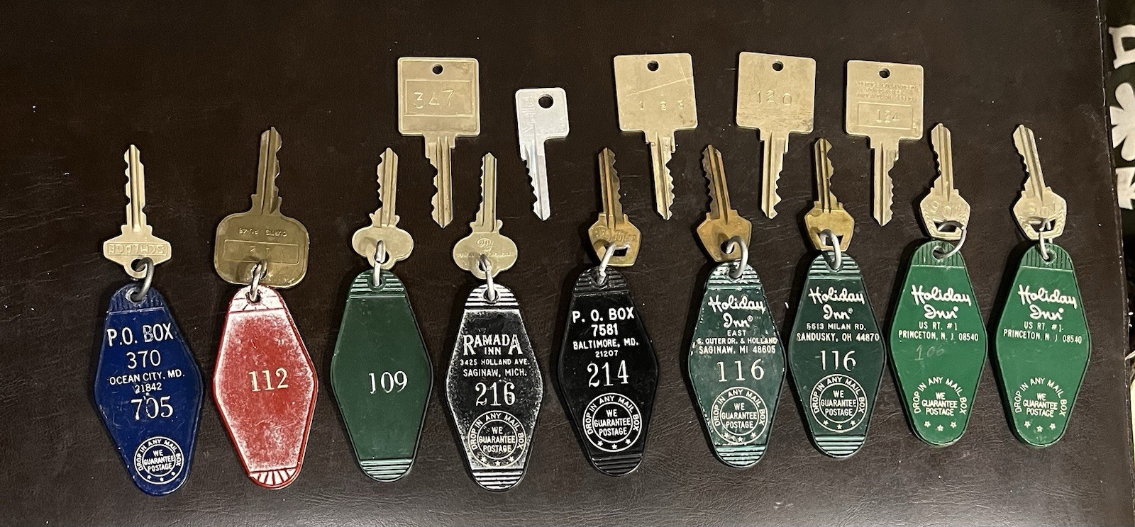 9 Vintage Holiday Inn Hotel Motel Room Keys with Fobs Ramada Inn Roadside Hotel