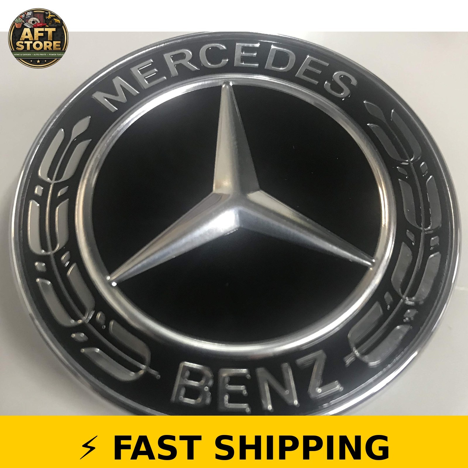 Mercedes Benz Genuine Hood Star Emblem Badge - Chrome/Black