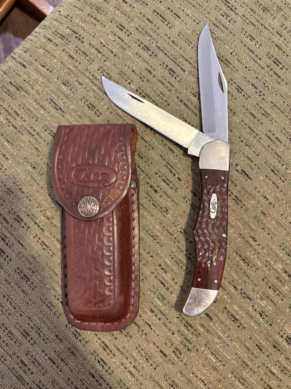 Vintage Case XX USA 6265SAB SS Folding Hunter Knife 8-dot 1972 W/Sheath VG