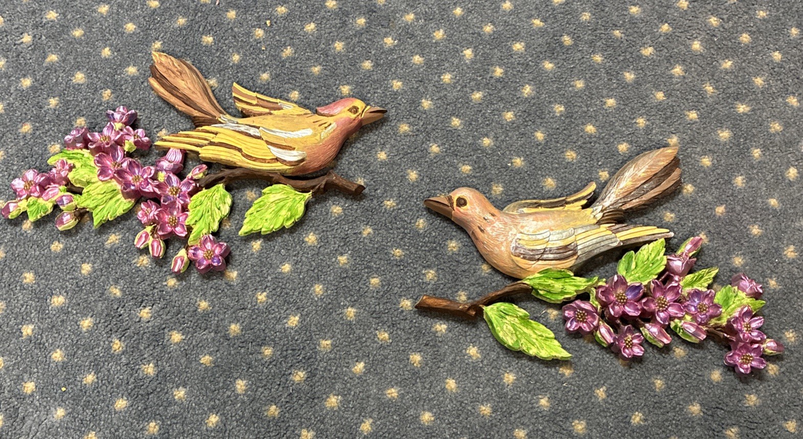 VTG MCM 1967 Syroco Cardinal Dogwood Flower Branch Wall Hanging Decor Brown/Red