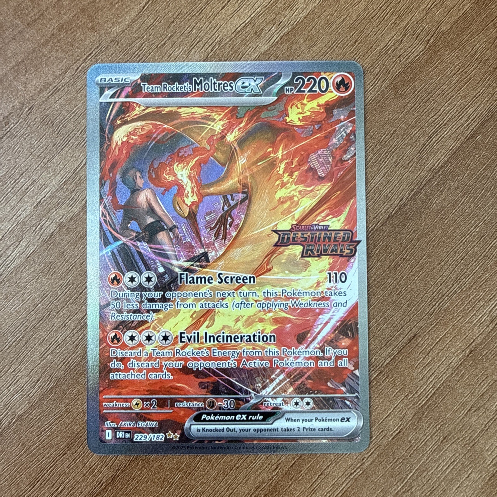 Team Rocket's Moltres ex 229/182 Sv10: Destined Rivals Holo Pokemon Near Mint