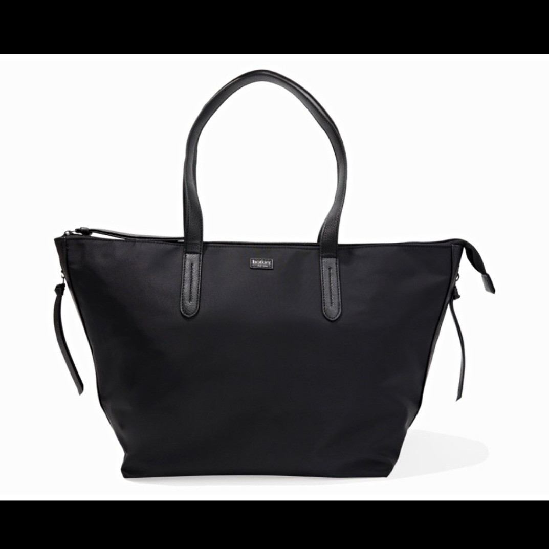 Botkier Black Nylon Tote Handbag w/ Leather Shoulder Strap Zip Closure