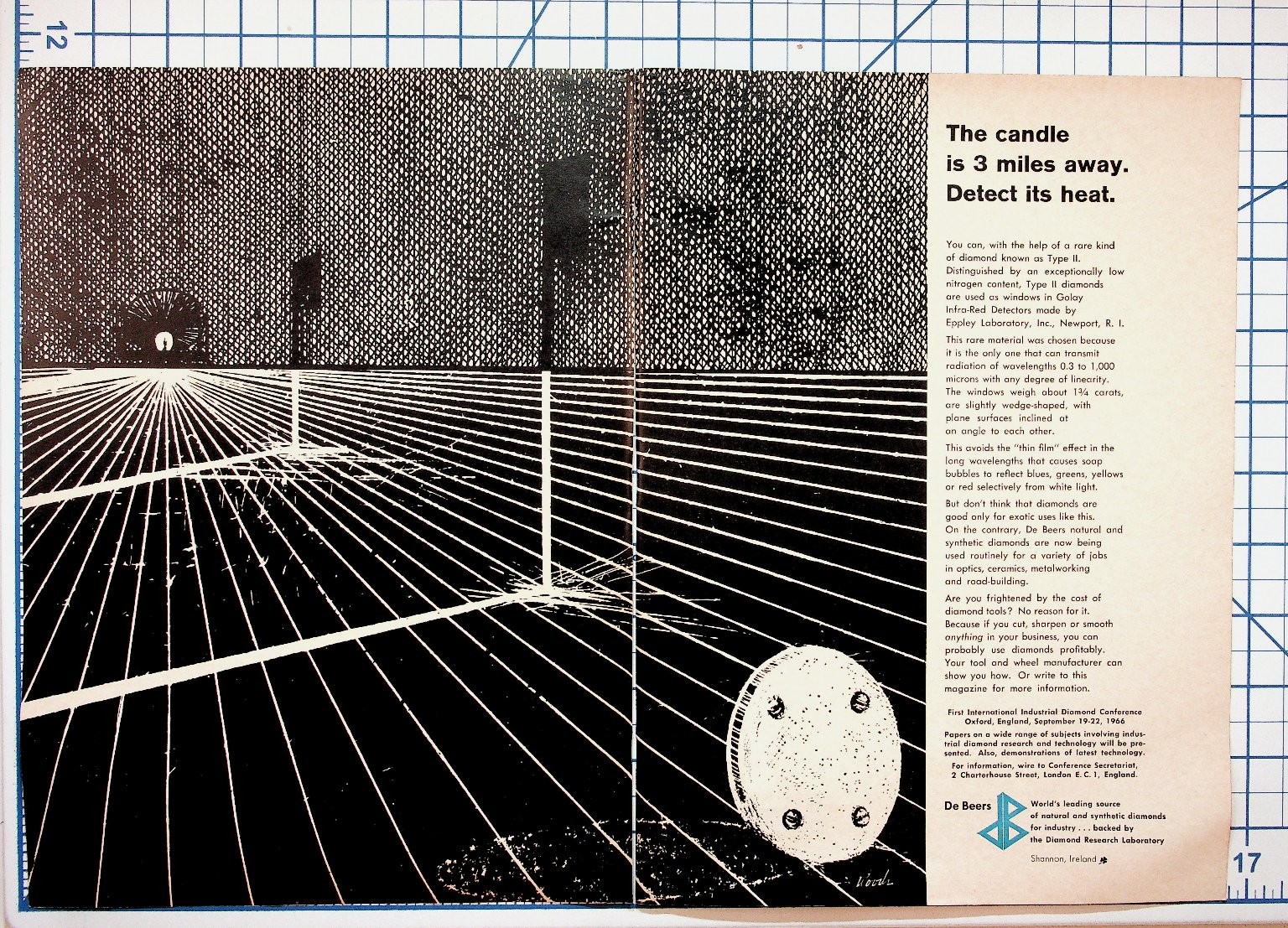 1962 De Beers Industrial Diamond Ad Golay IR Detectors Vintage Ephemera