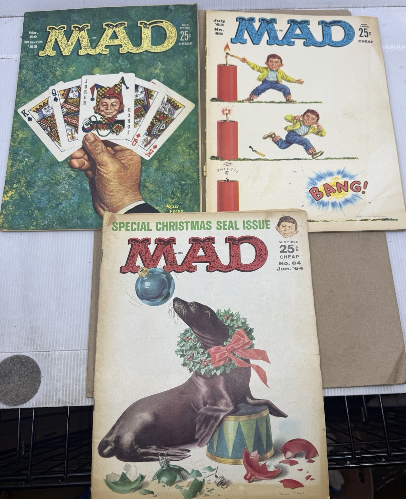 Three silver age Mad Comics /Magazines, 69, 80, 84,