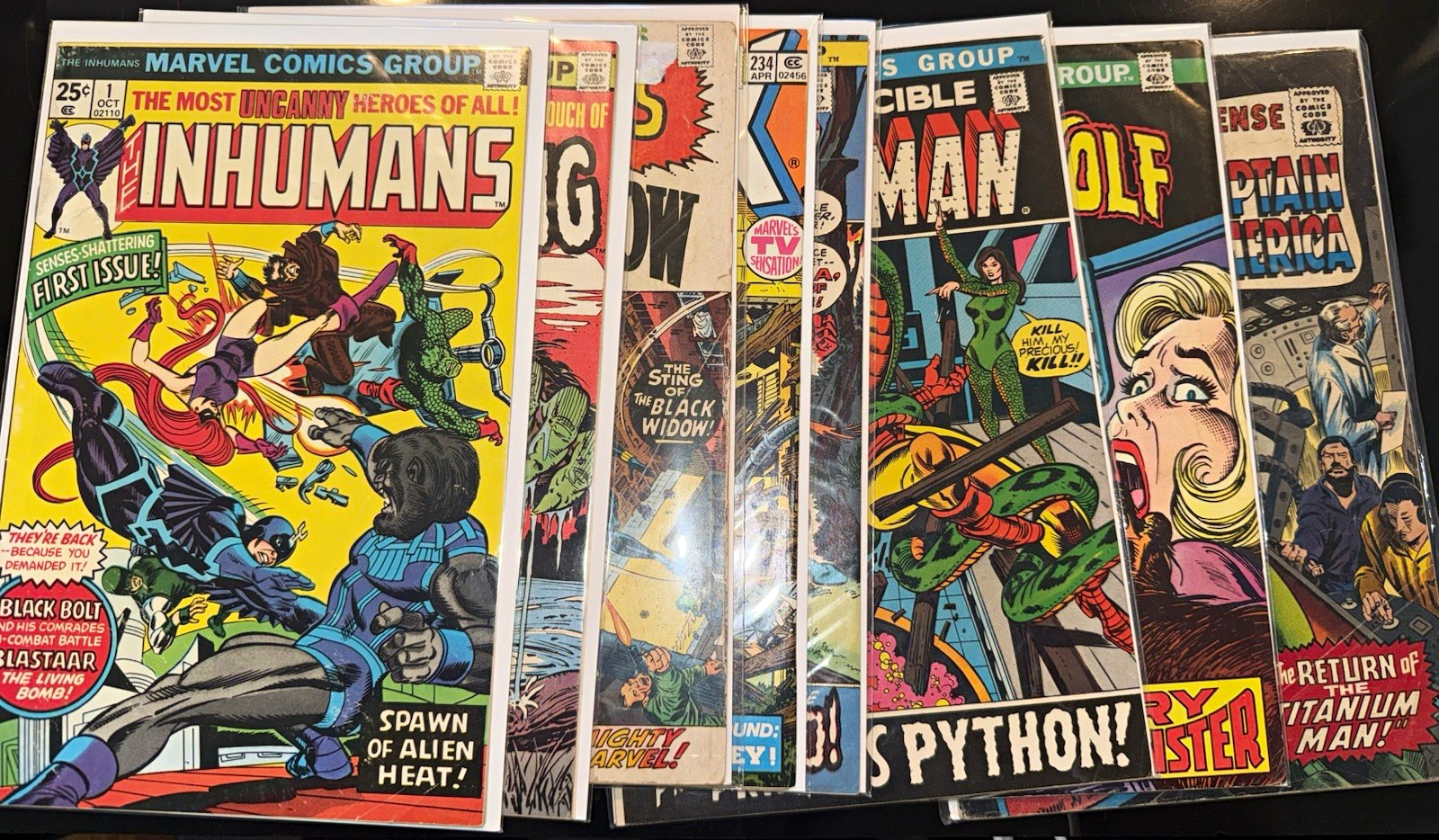 VINTAGE MARVEL LOT 8 Inhumans #1 Man-Thing #1 Iron Man Werewolf Hulk TOS