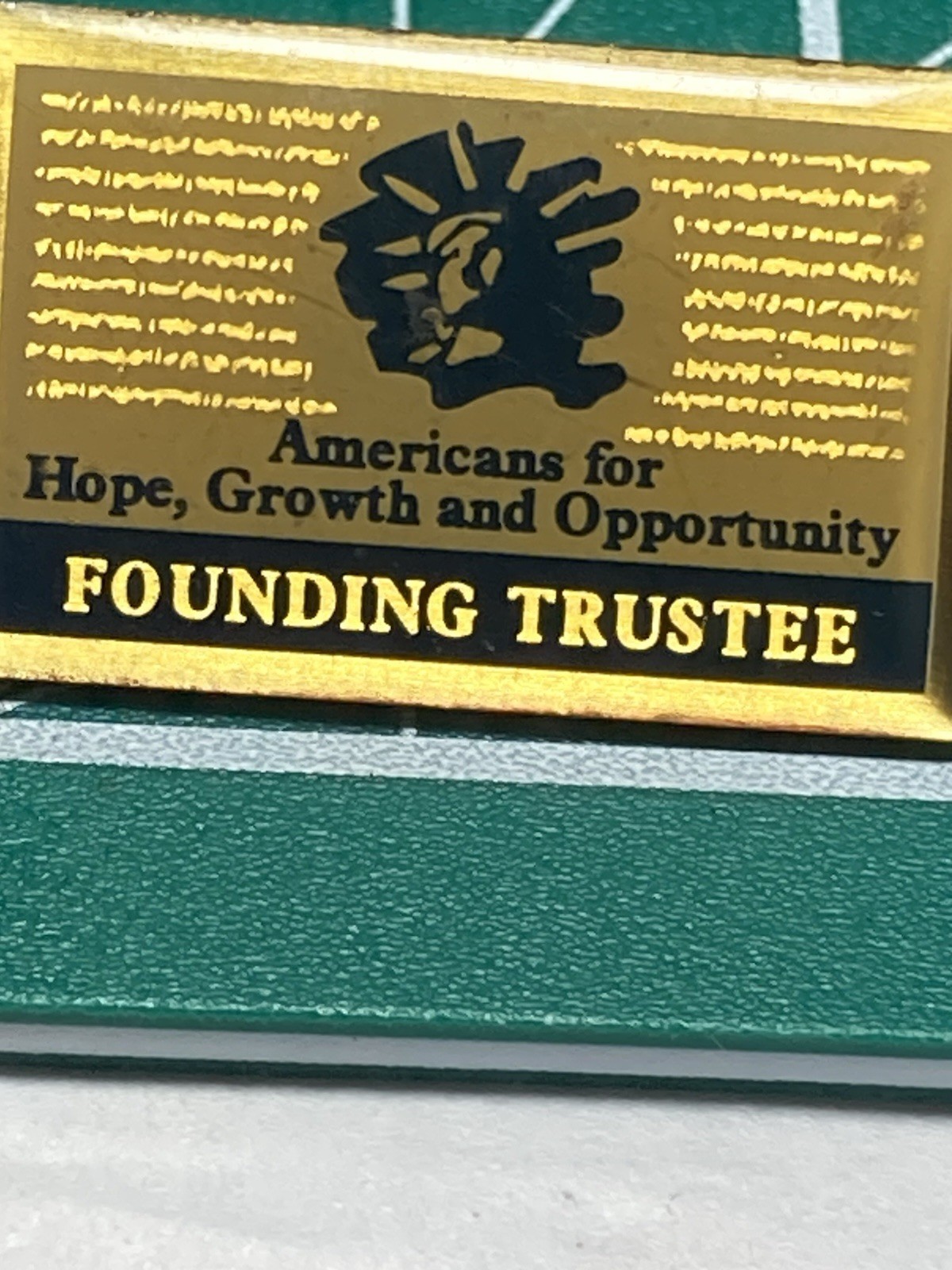 Americans for Hope Growth and Opportunity Founding Trustee Lapel Pin, 1990s Poli
