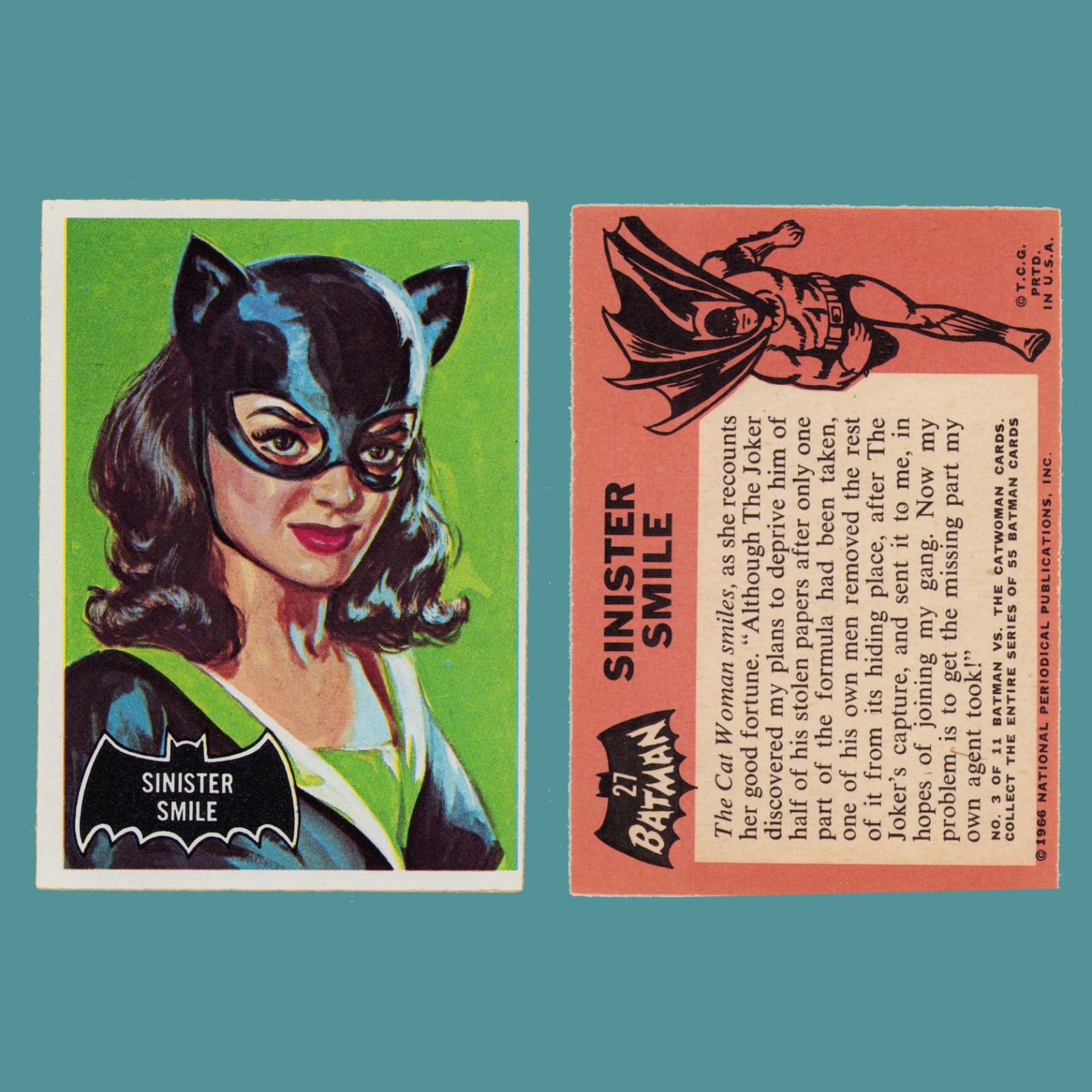 Original 1966 Topps Batman • Black Bat Logo • Card # 27 • Sinister Smile NM