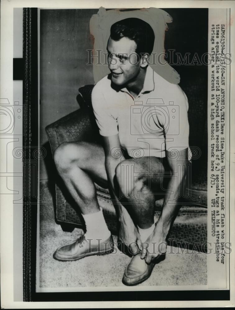 1960 Press Photo San Antonio Texas Duke Univ Dave Sime record in 100 yards