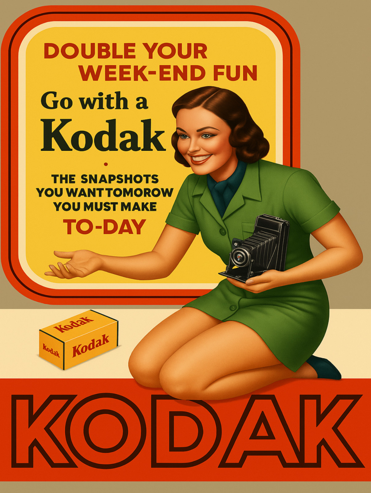 Kodak double your week-end fun wall art metal sign 