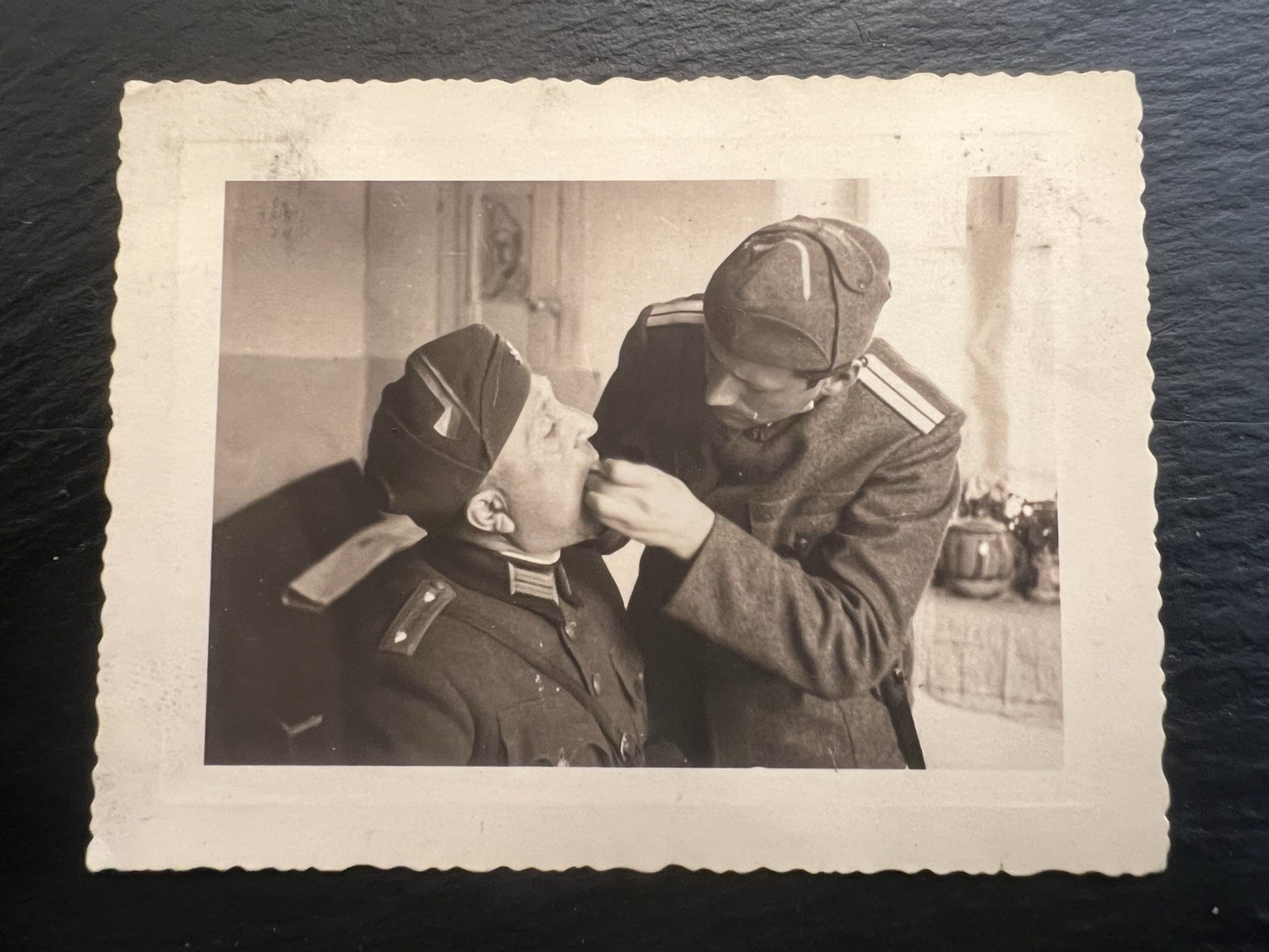Vintage WWII Photo Bulgarian Soldiers Medical Dentist Uniforms 