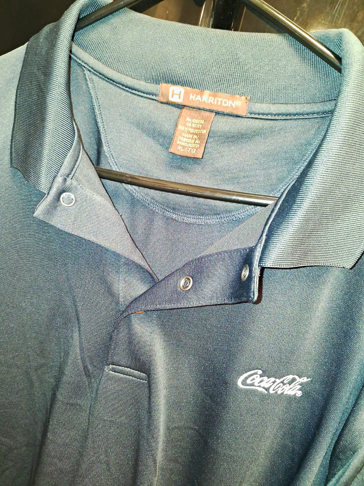 Harriton Coca-Cola Men\'s Polo Shirt - Solid Black - Size XL - Excellent Cond 🥤