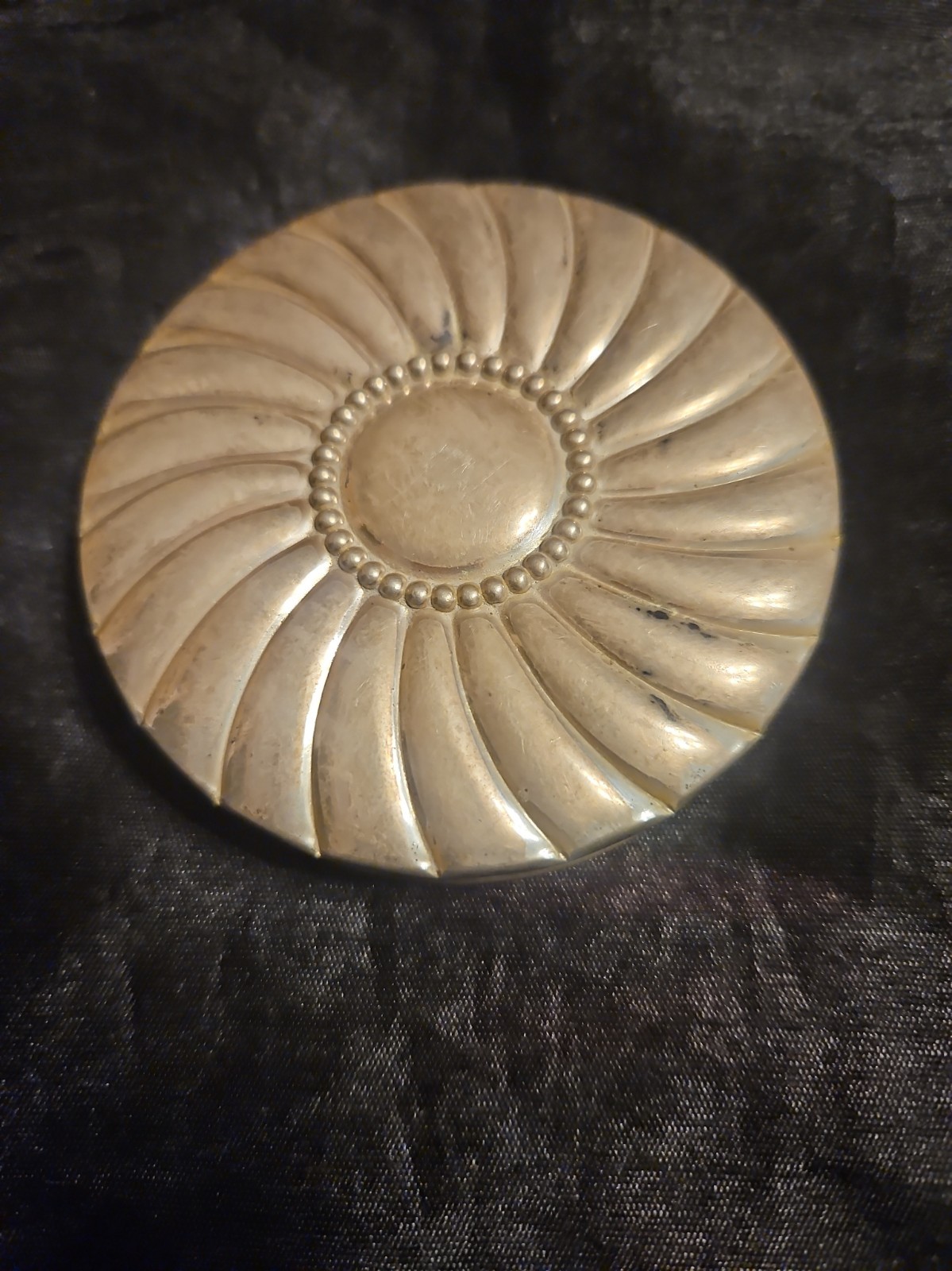 Vintage Rex Sterling Silver Powder Compact Case Spiral  Design
