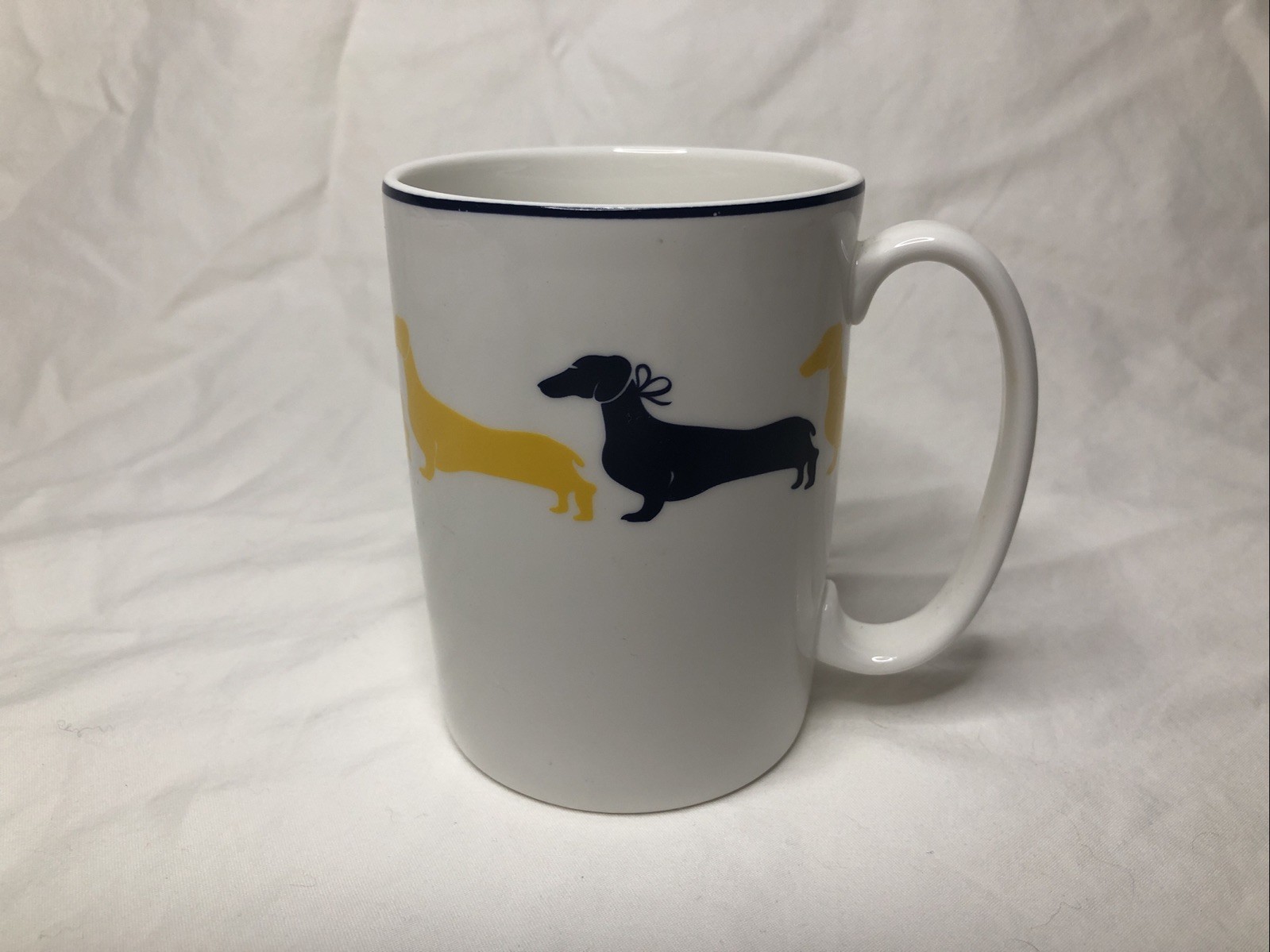 Kate Spade Lenox Wickford Dachshund Mug  – Blue & Yellow Dog Coffee Cup
