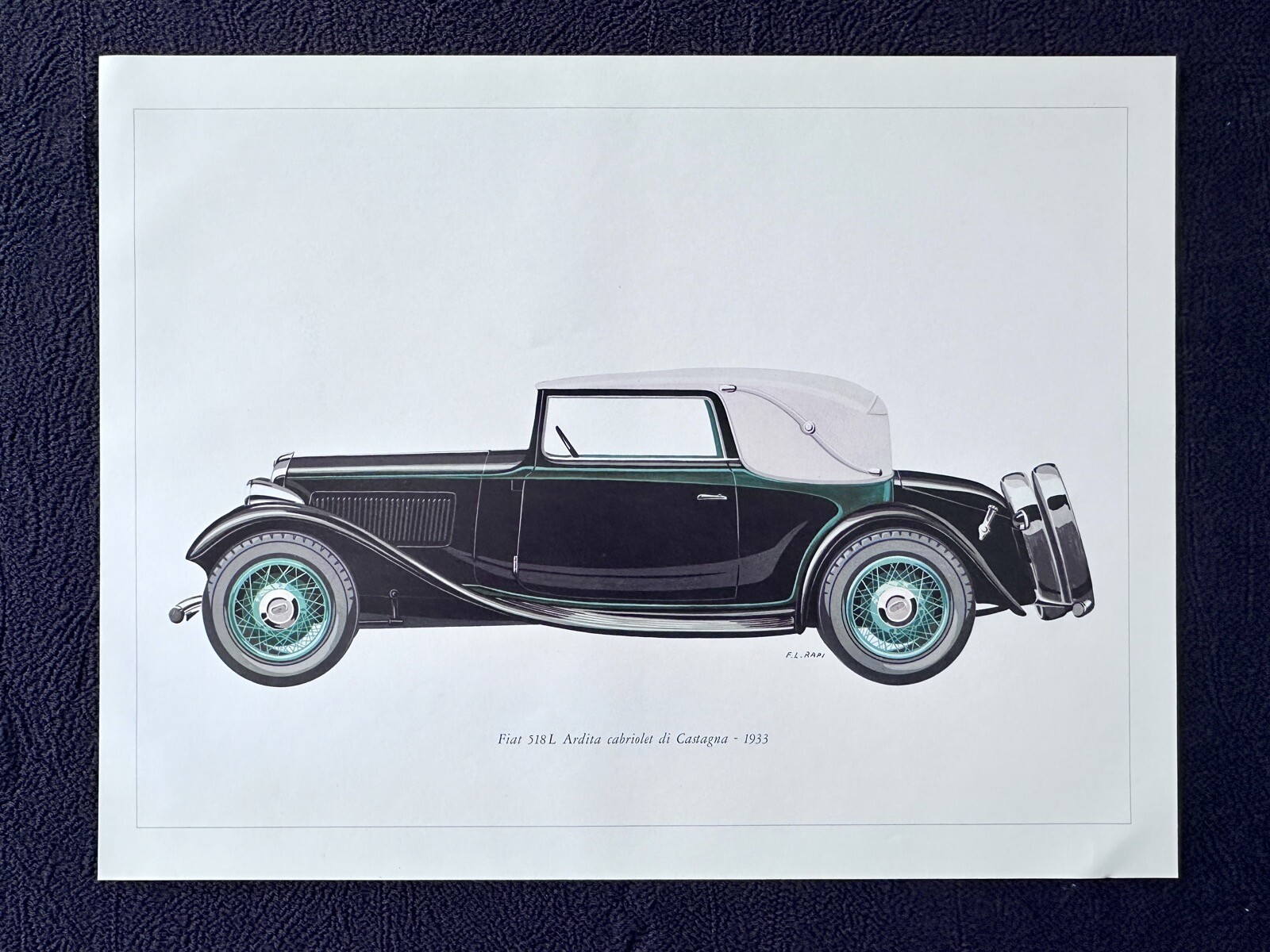 1933 Fiat 518L Ardita Cabriolet by Castagna F.L. Rapi Art Print Illustration