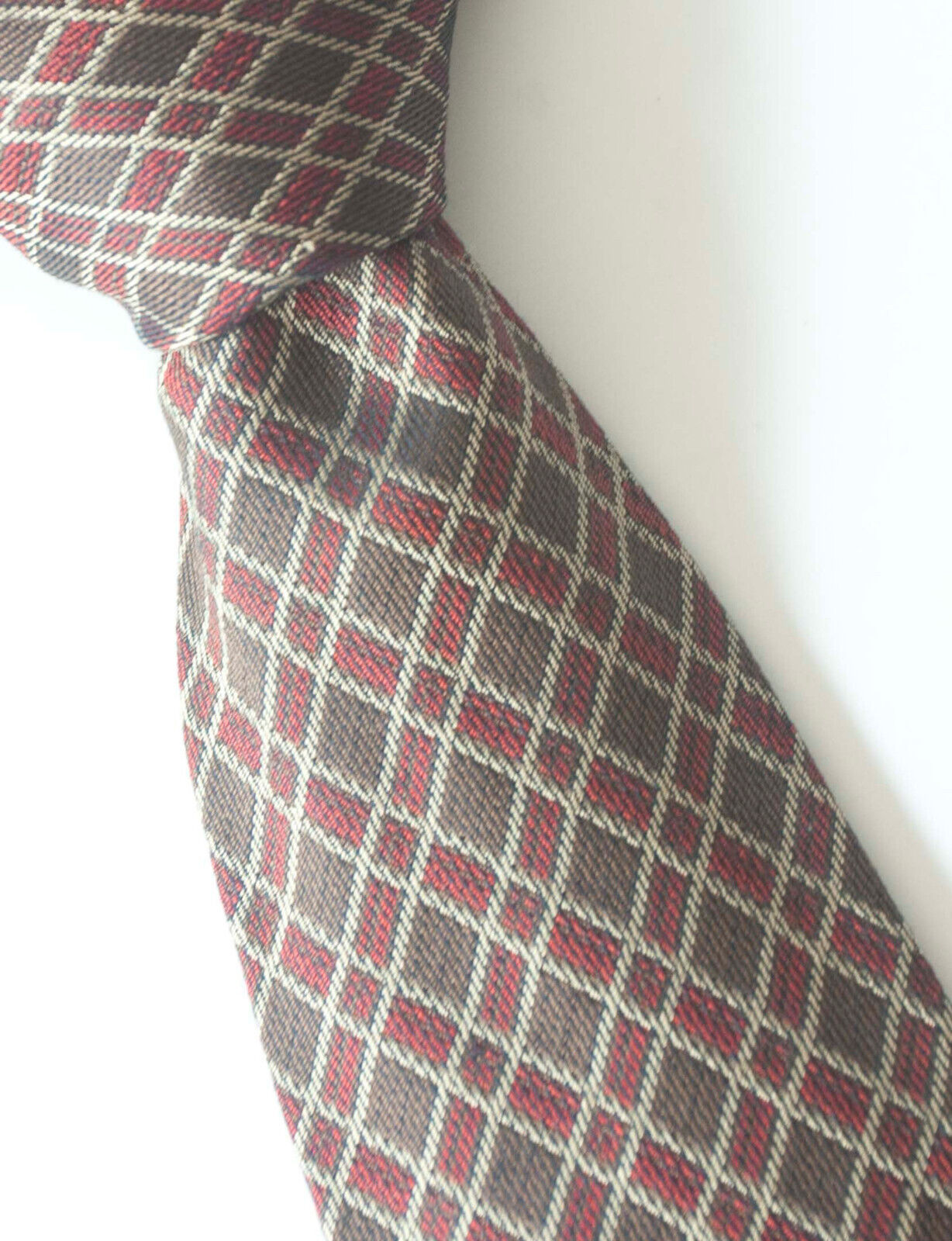 Luciano Barbera Tie 100% Silk Brown / Red Made in Italy   *GE0726p