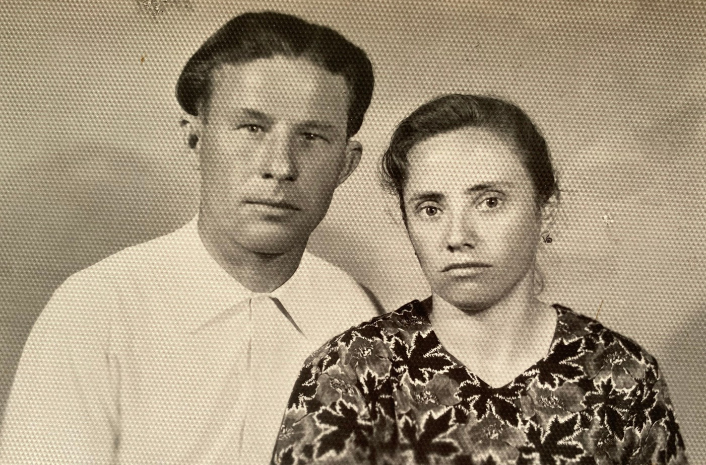 Handsome young man guy & beautiful woman portrait soviet life ussr vintage photo