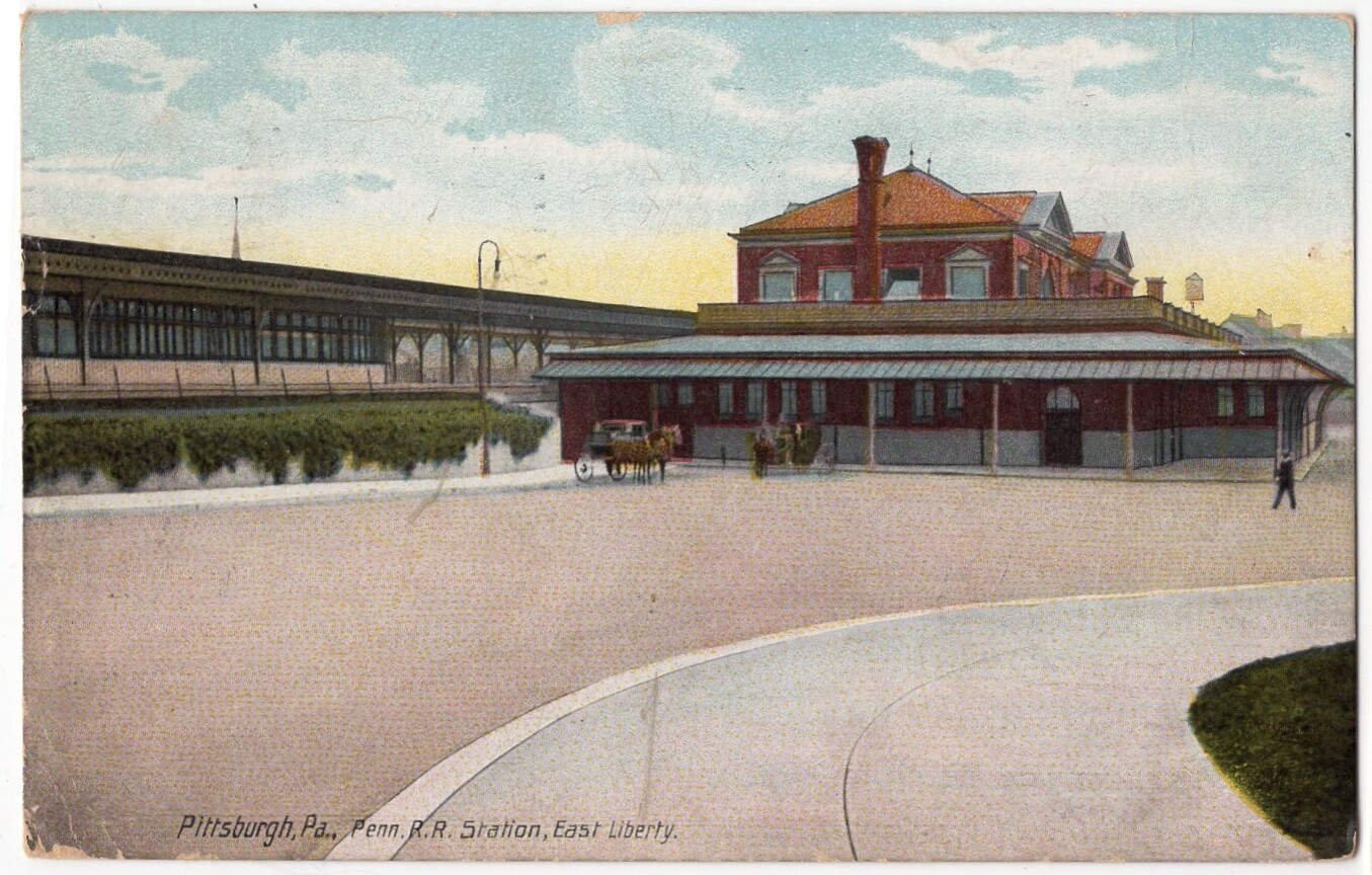  PITTSBURGH PA PENN RR STATION EAST LIBERTY POSTCARD 1910 051722 R