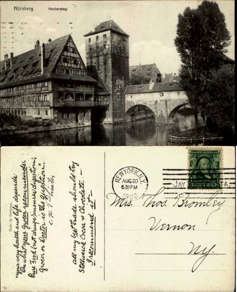 Nurnberg Nuremberg Germany Henkersteg 1908 ~ vintage postcard
