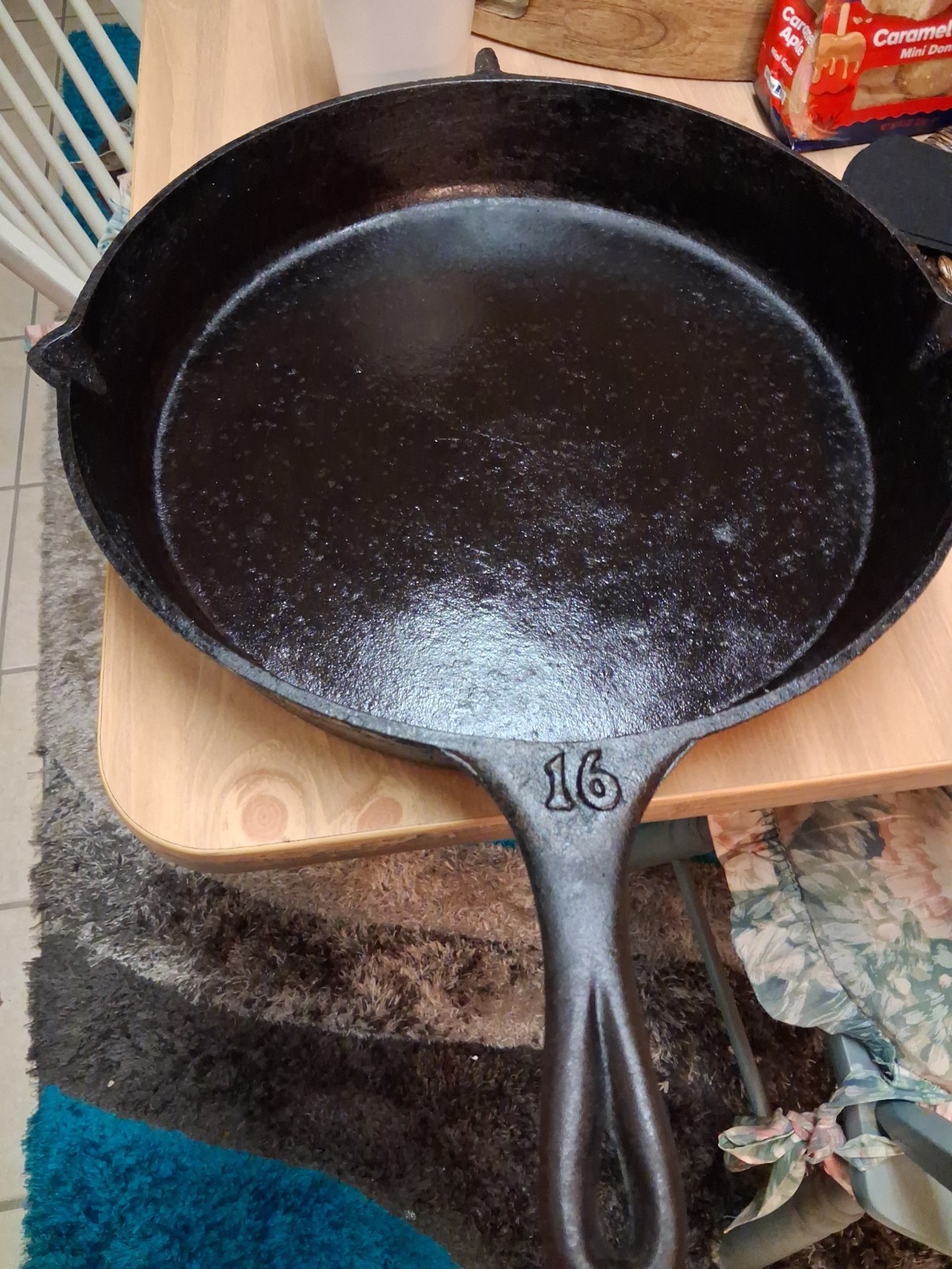 Southern Mystery Skillet size 16, No Hairlines,not Pitted, SITS 100% FLAT,XXRARE