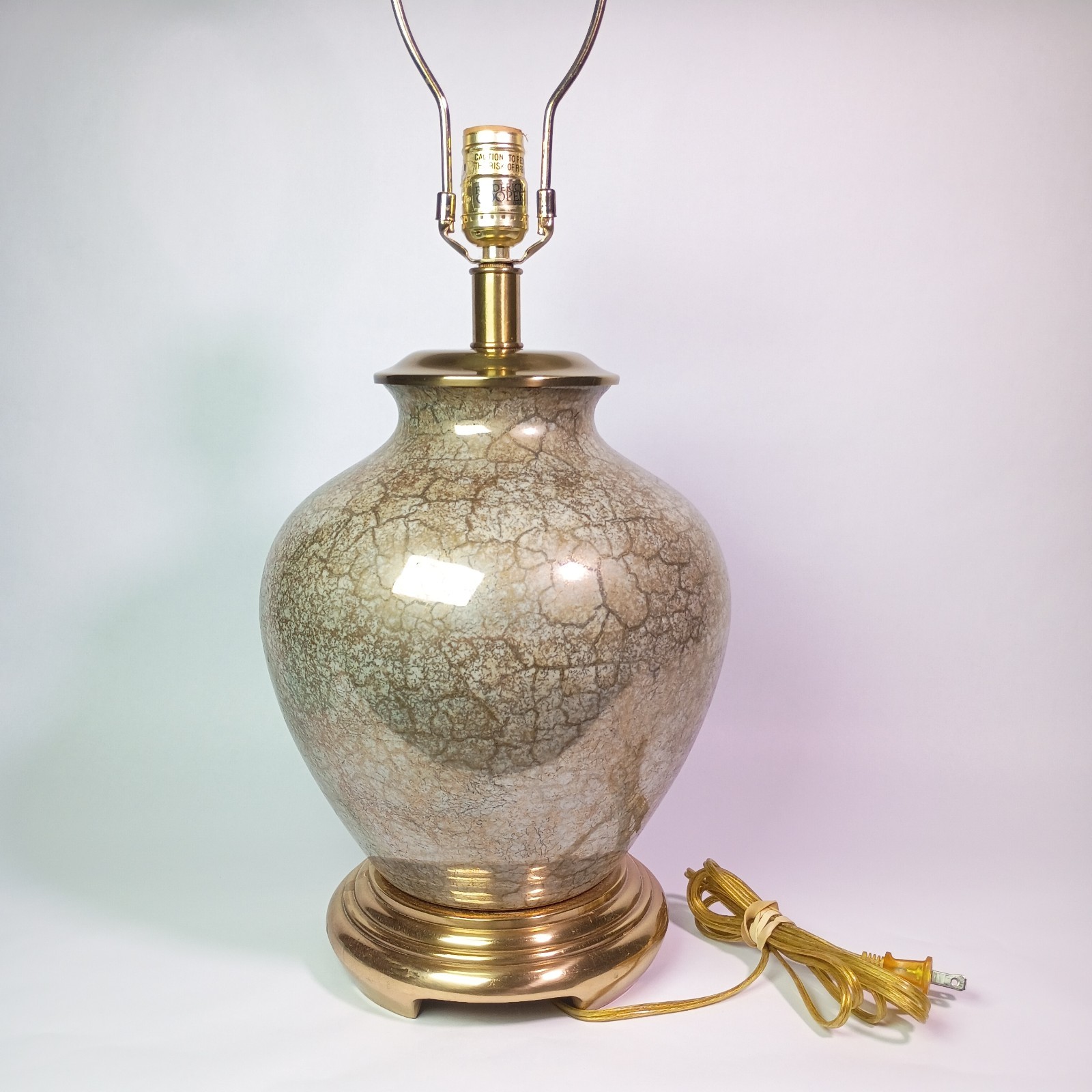 Vintage Frederick Cooper Lamp Cream Gold 1980s Chinoiserie Porcelain Ginger Jar 