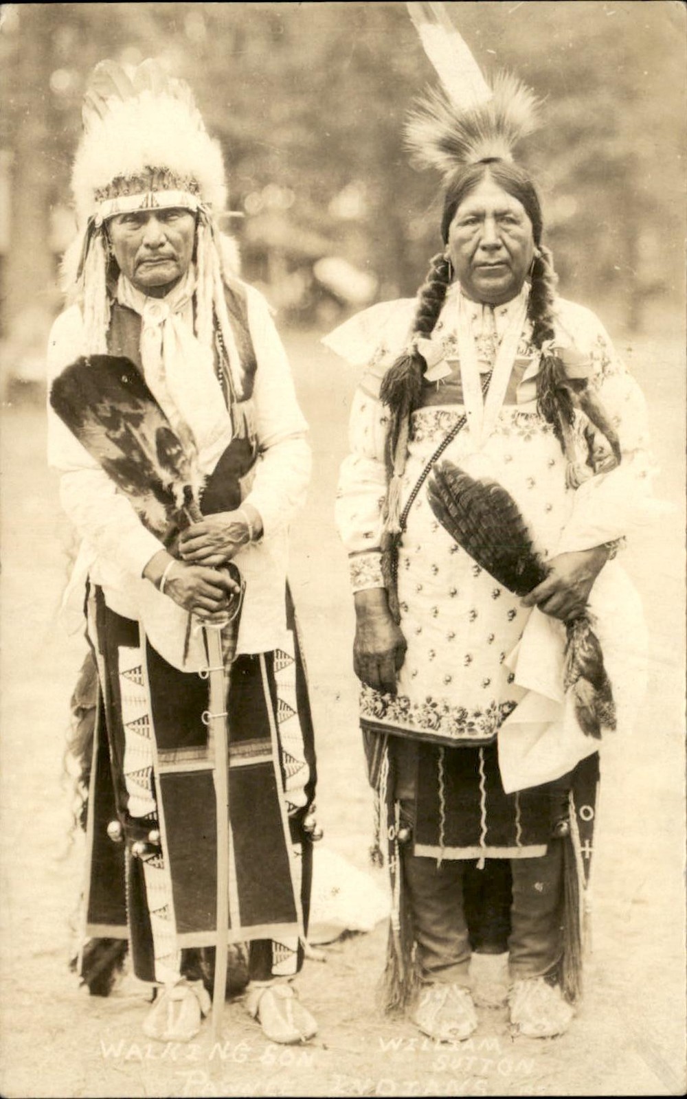 Native American PAWNEE Walking Son & William Sutton c1920s RPPC Postcard bhn