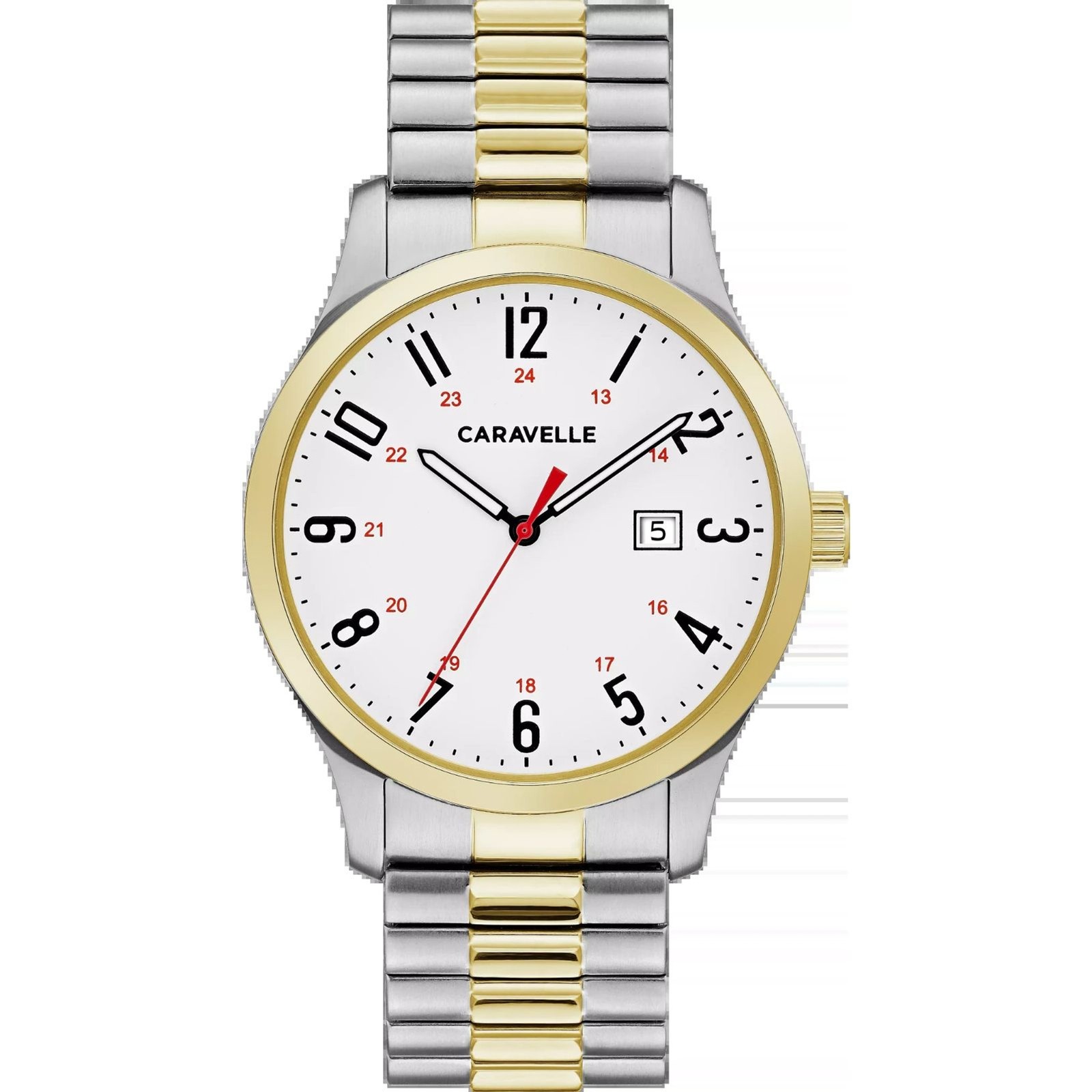 Caravelle by Bulova 45B147 Men\'s Two Tone Watch White Dial 40mm Quartz NEW