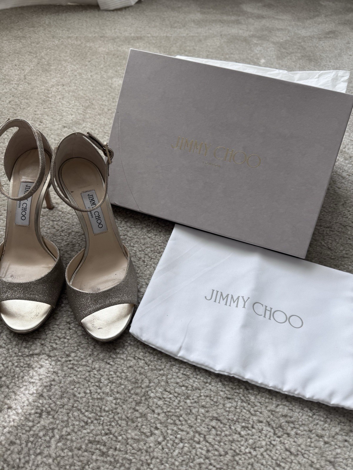Jimmy Choo Women’s Heels Annie EU 38 Platinum Ice