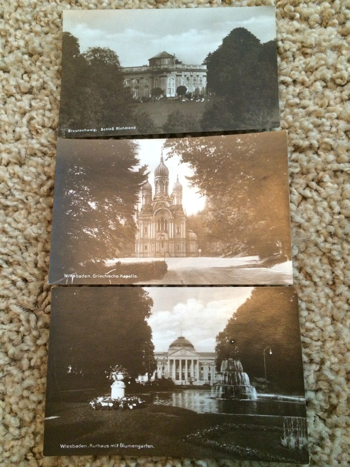 Vintage GERMANY postcards Wiesbaden Griechische Kapelle Brunschweig Blumengarten