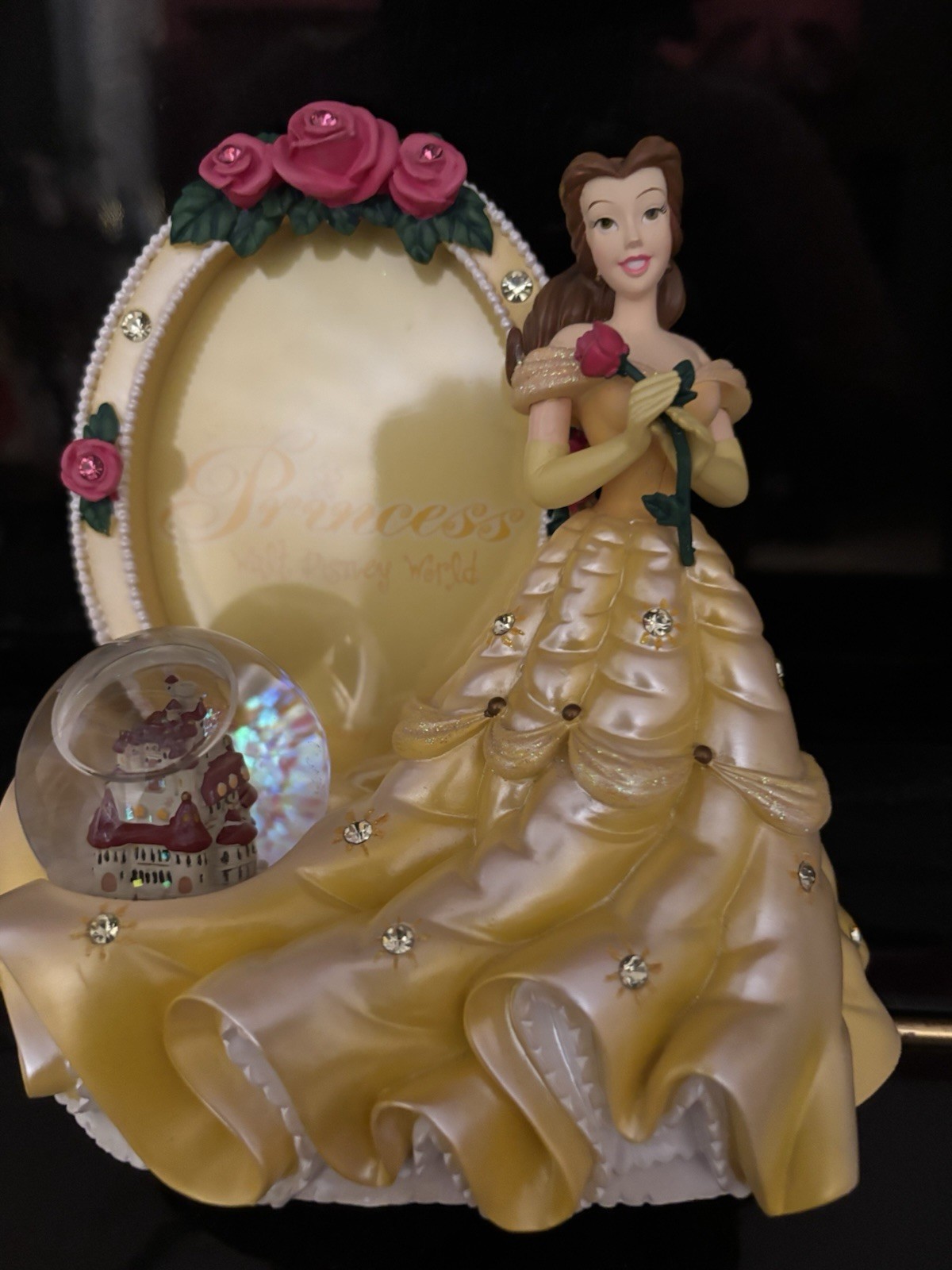 NWT DISNEY AUTHENTIC  ORIGINAL Princess Belle now Globe Figurine Frame  - RERA