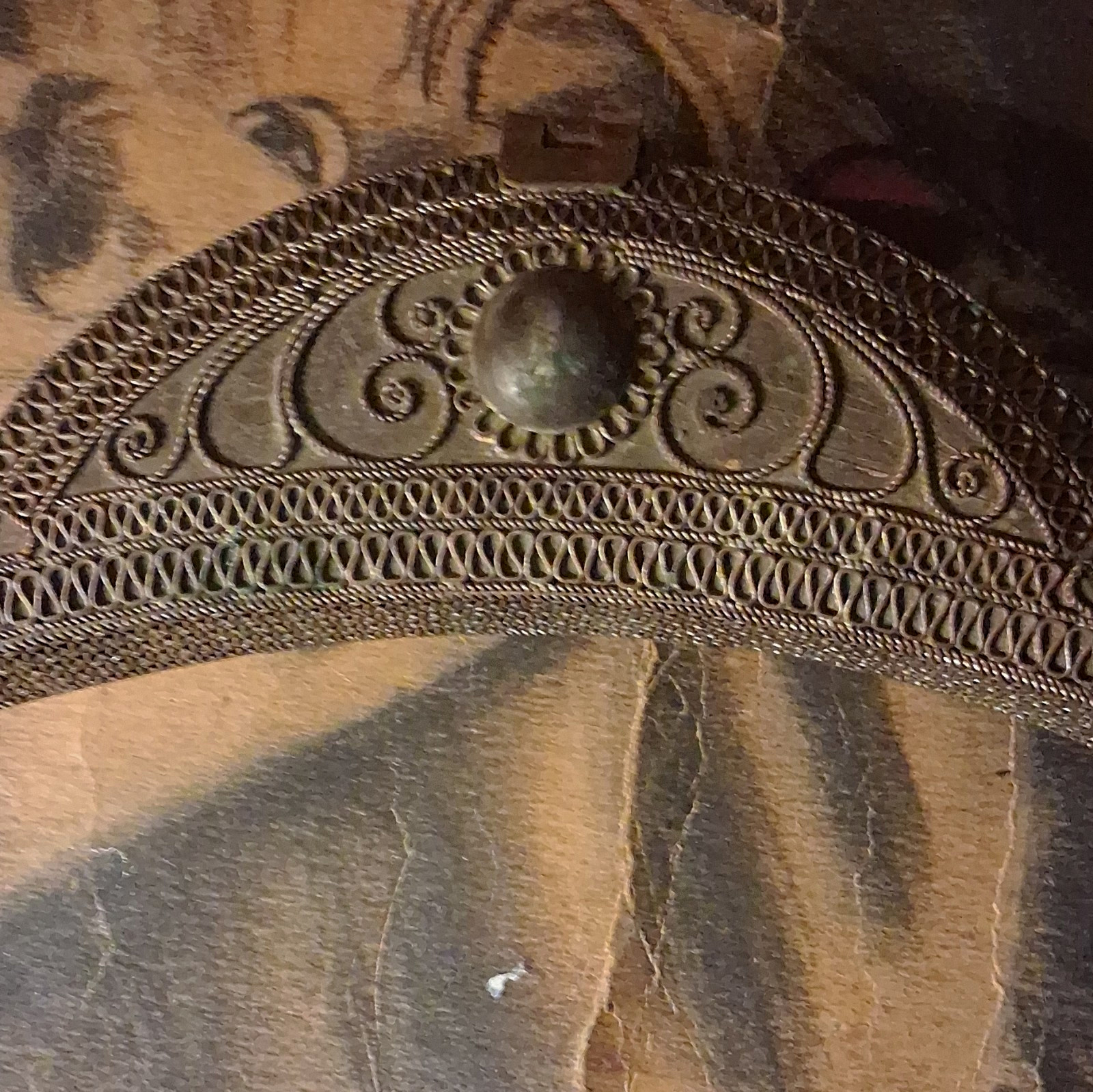 Vintage Crescent-Shaped Silver Metal Hinged Box w/ Latch, Floral Filigree
