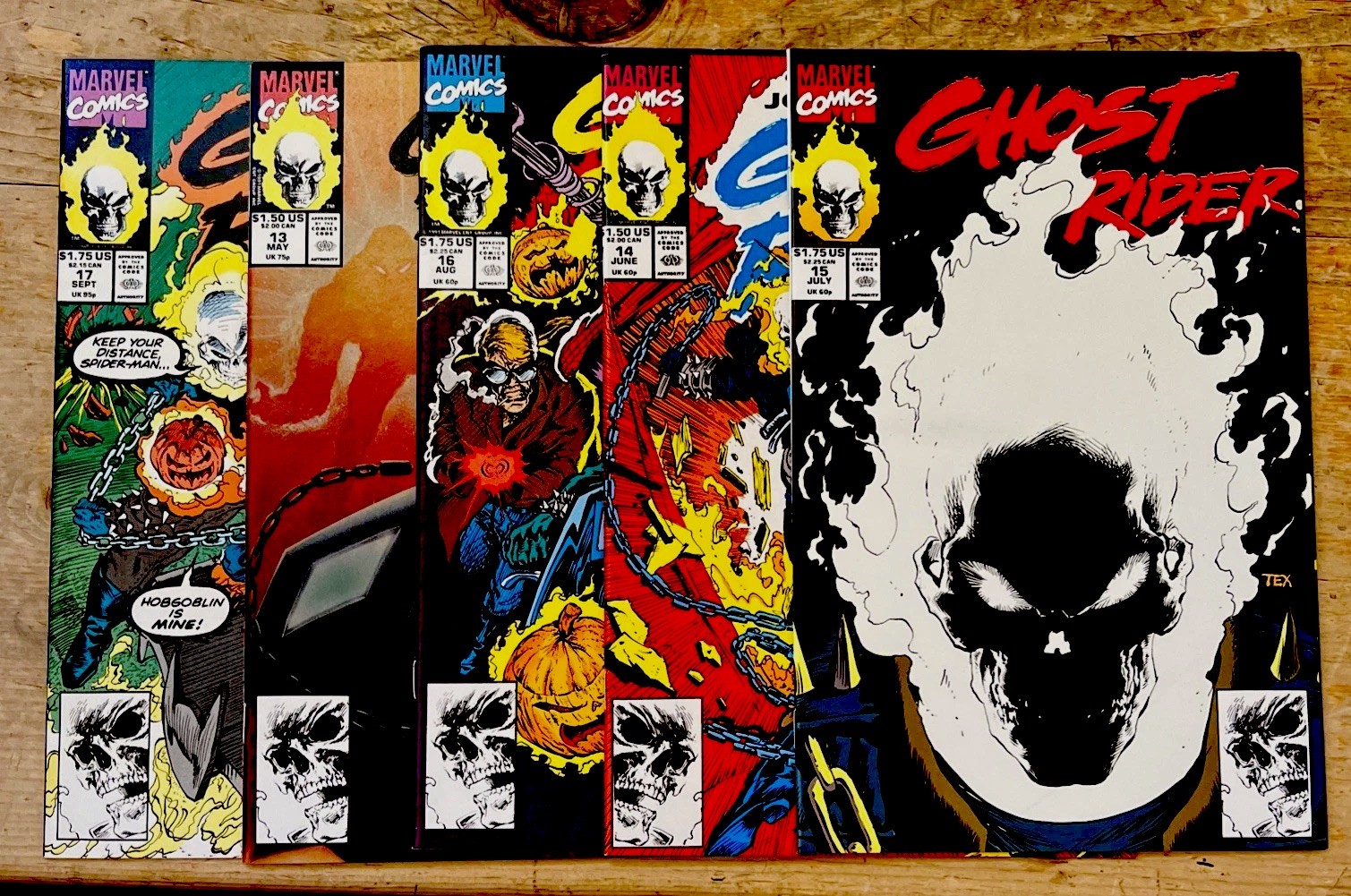 🔥GHOST RIDER#13,14,15,16&17🔥NM+ 9.2-9.8 VERY HIGH GRADE🔥1991  (5) BOOKS 🔥