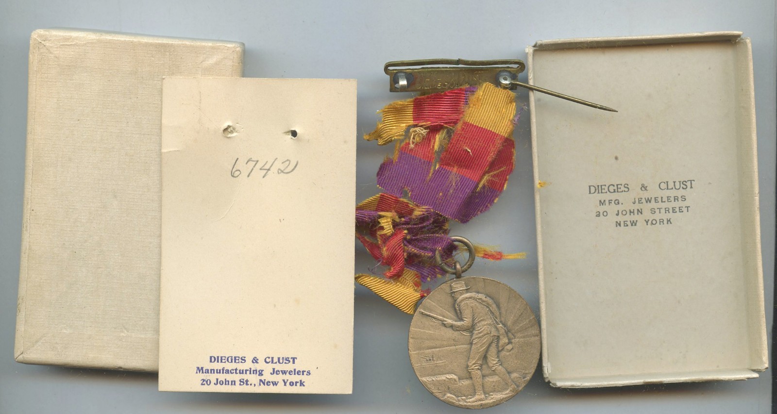 Spanish American Philippine War NY Service Campaign Medal, Box #6742--Bad Ribbon