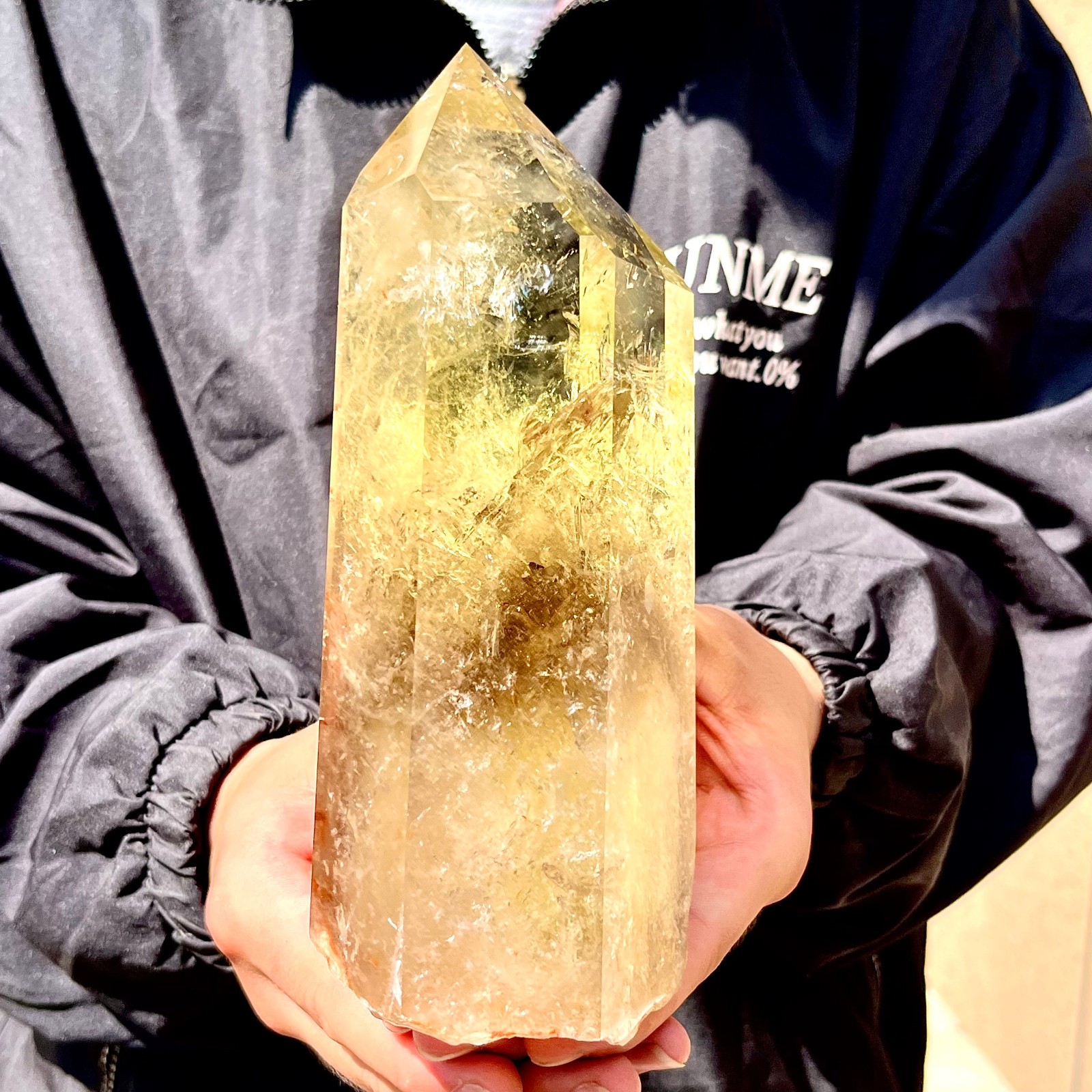 3LB Natural yellow crystal obelisk quartz crystal energy column Reiki