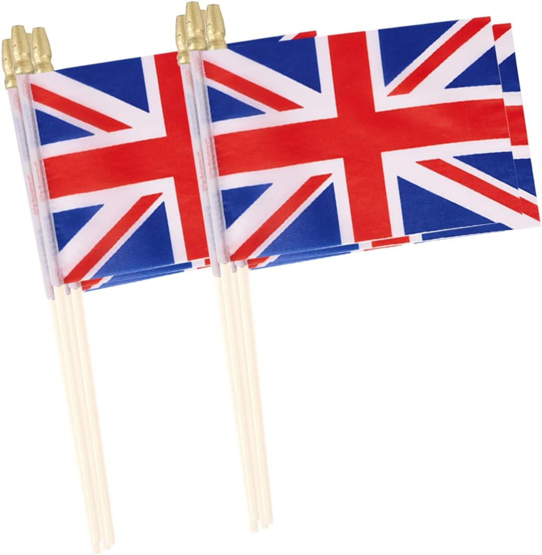British Union Jack Flag Mini Small United Kingdom UK Handheld Stick Flags 4x6 In