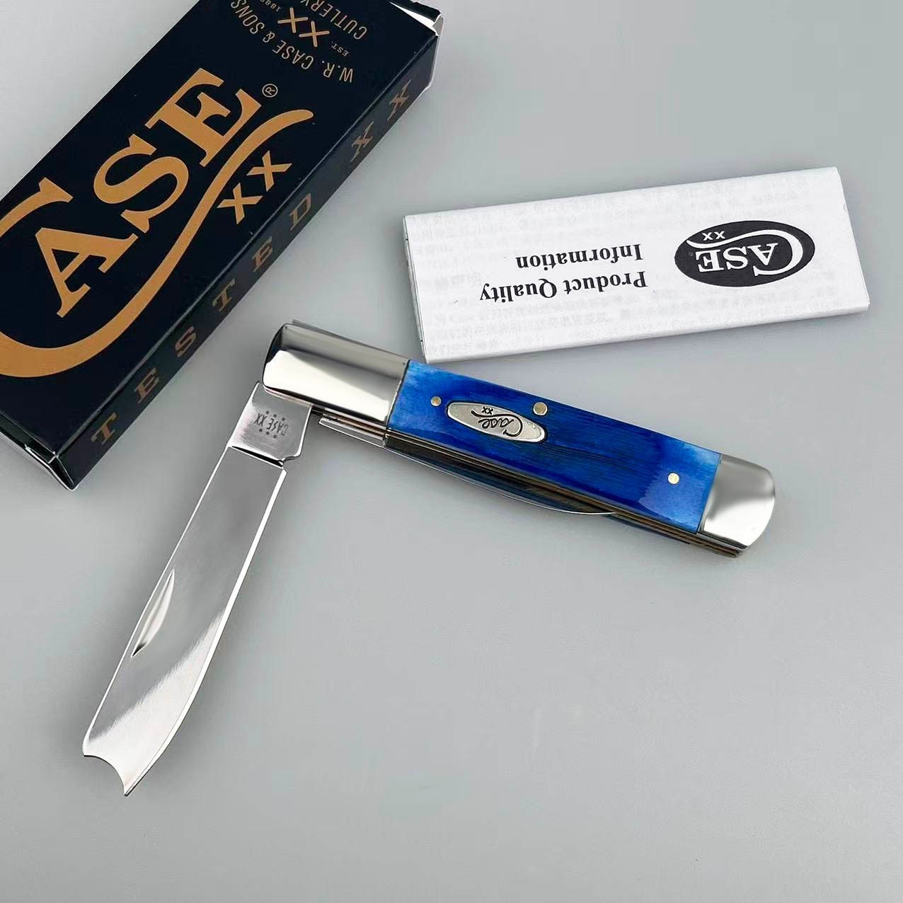 Case xx Razor 25583 Jigged Caribbean Blue Bone Stainless Pocket Folding Knife