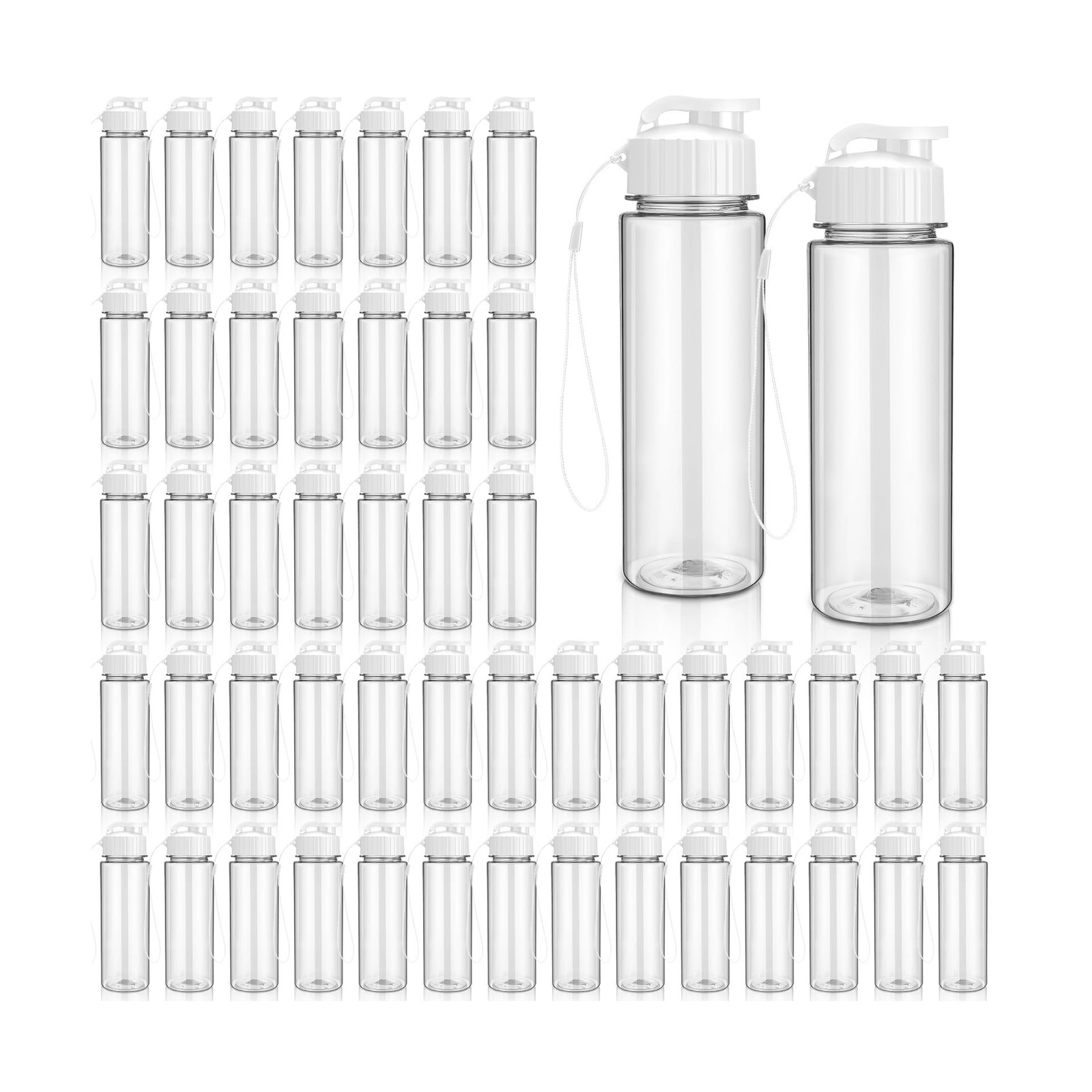 Domensi 50 Pieces Plastic Water Bottle Bulk 17 oz Sports Adults Reusable Larg...