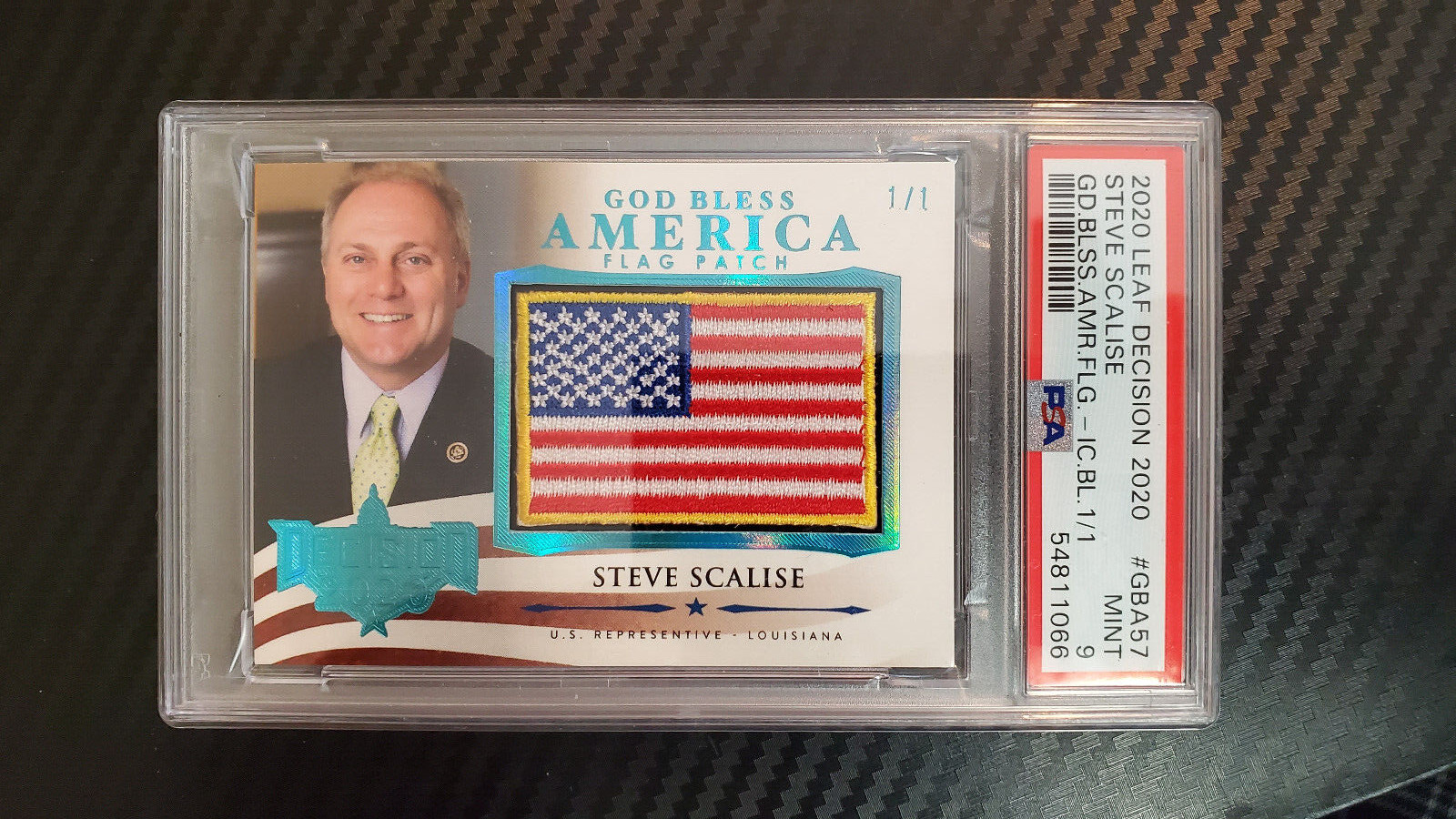 Decision Update Steve Scalise GBA Flag Patch Ice Blue Foil 1/1 PSA 9