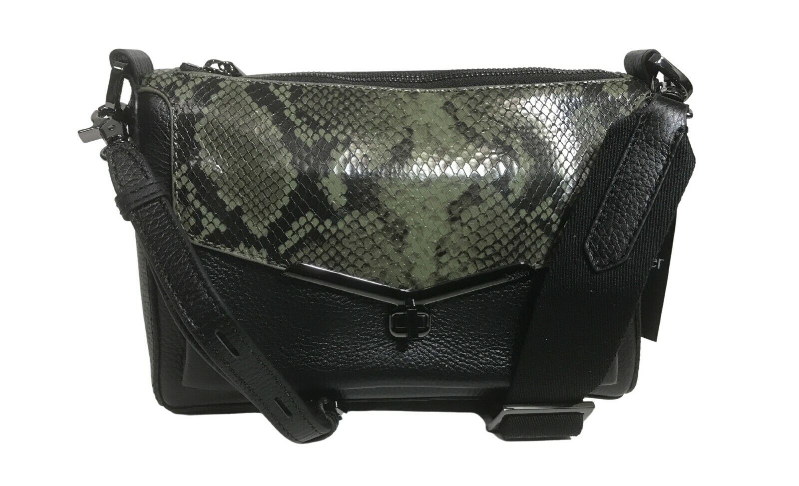 NWT Botkier Valentina Woman\'s Leather Cross Body Military Green Snake MSRP: $248
