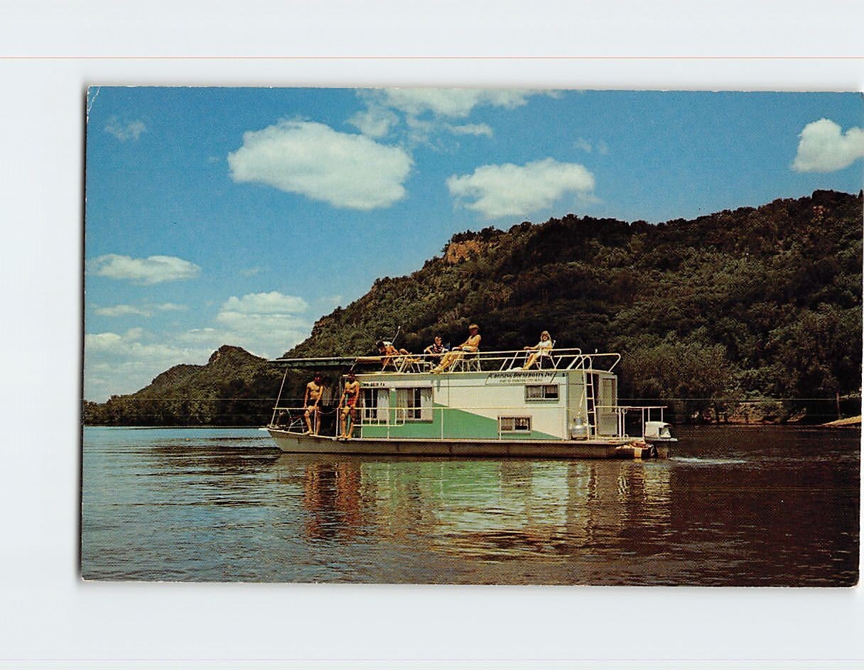 Postcard Cruising Houseboats Alma Wisconsin USA