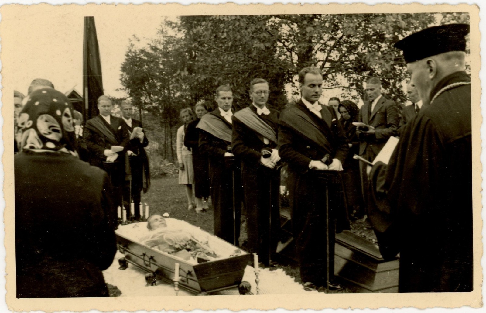 1930s RPPC Catholic Funeral Graveside Ceremony Open Casket POST MORTEM