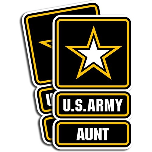 US Army - Aunt Sticker  -  Family Military Dye Cut Decal - 2 Pack MR 029br